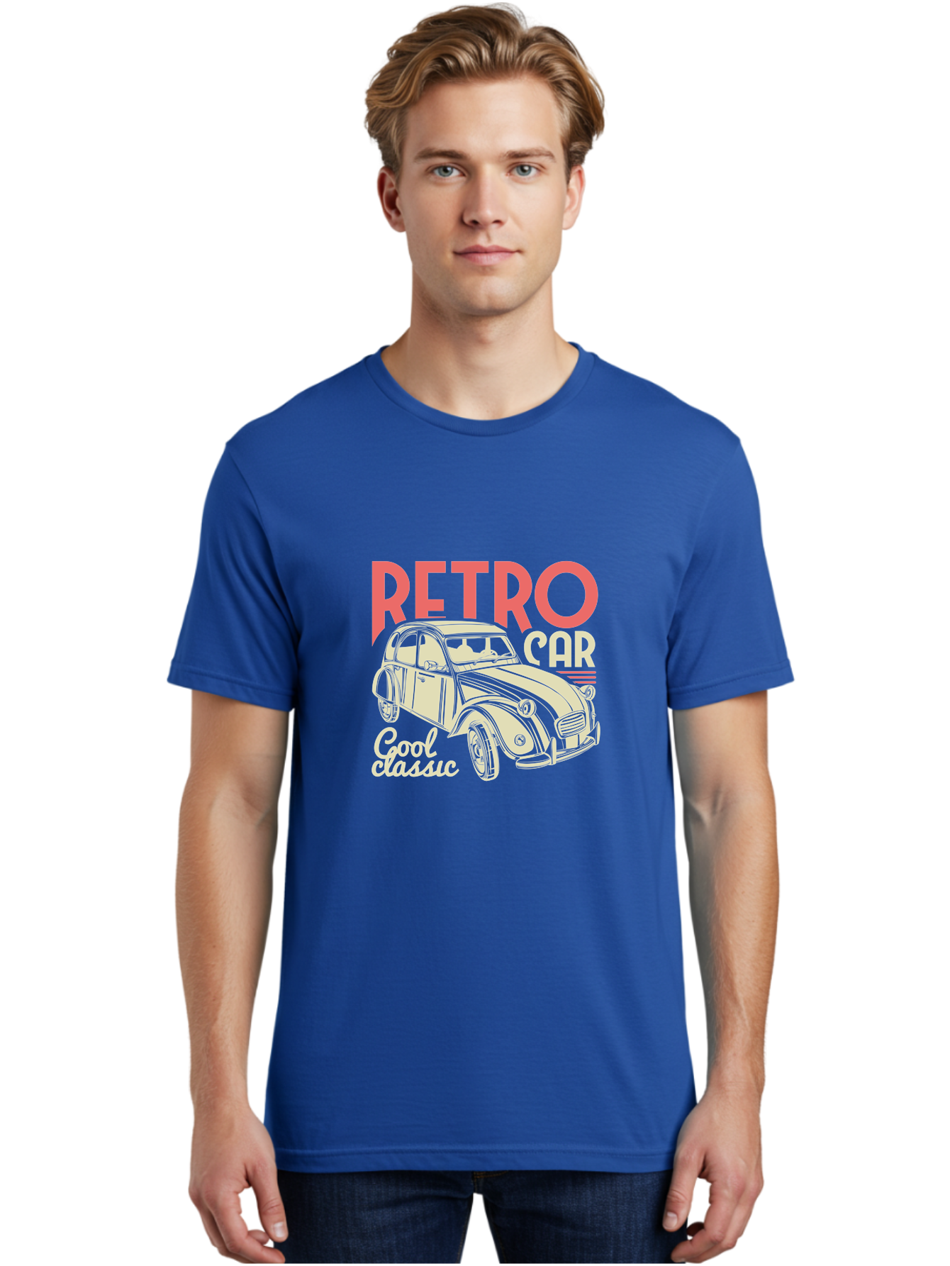 Retro-Car-1 Men'S Graphic Tee, 100% Cotton, Comfortable Casual Summer Wear, Machine Washable, Vintage Car, Retro Automobile, Classic Vehicle, Nostalgic Ride, Cool Classic, Retro Style, Vintage Wheels, Antique Car Aad573 24
