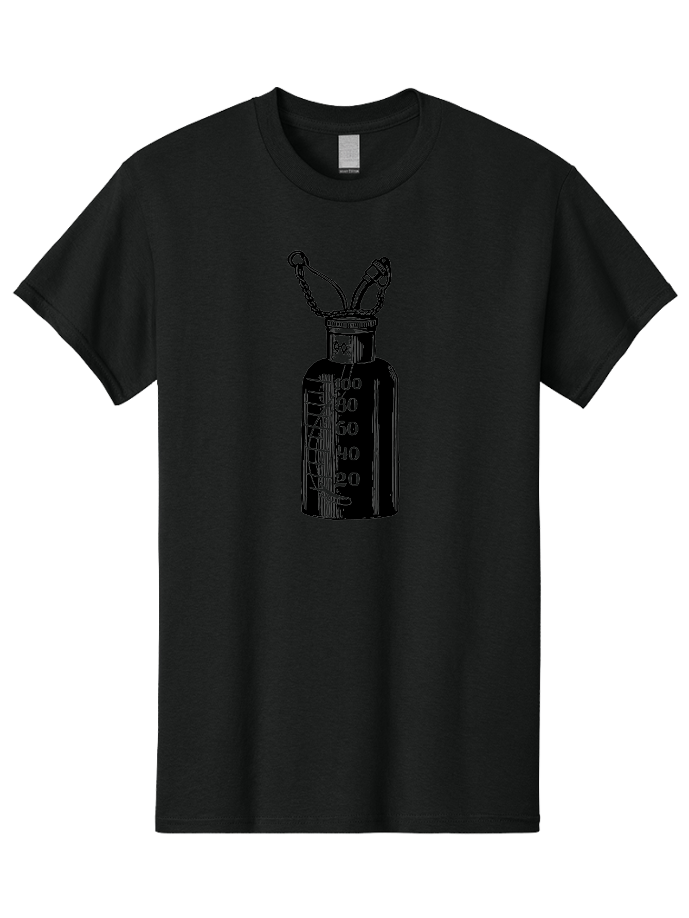 100Ml-Bottle Men'S Graphic Tee, 100% Cotton, Comfortable Casual Summer Wear, Machine Washable, Glass Bottle With Measurement Markings, 100Ml Capacity, Laboratory Equipment, Scientific Tools, Precise Measurements, Chemistry Lab Aad576 3