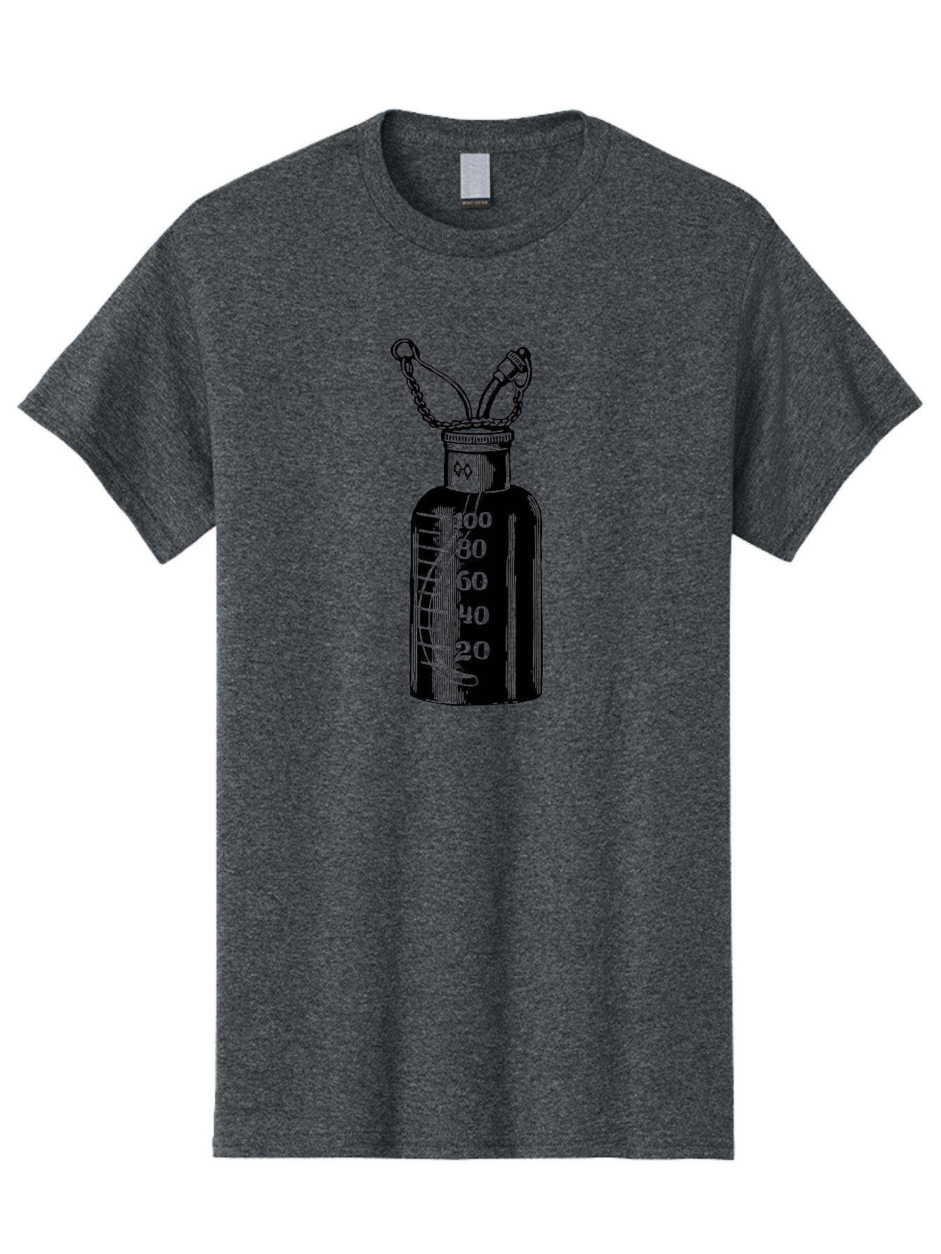 100Ml-Bottle Men'S Graphic Tee, 100% Cotton, Comfortable Casual Summer Wear, Machine Washable, Glass Bottle With Measurement Markings, 100Ml Capacity, Laboratory Equipment, Scientific Tools, Precise Measurements, Chemistry Lab Aad576 23