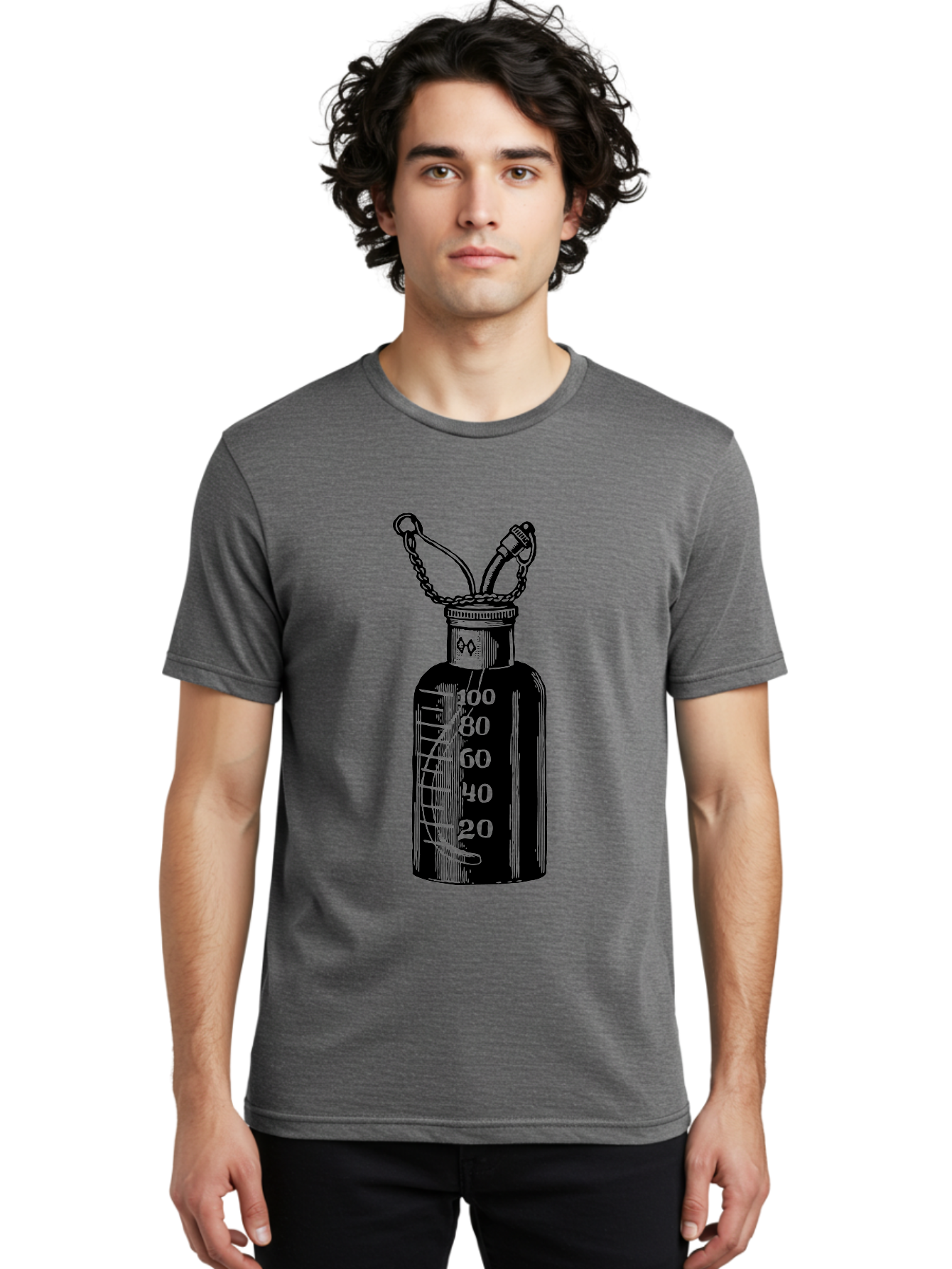 100Ml-Bottle Men'S Graphic Tee, 100% Cotton, Comfortable Casual Summer Wear, Machine Washable, Glass Bottle With Measurement Markings, 100Ml Capacity, Laboratory Equipment, Scientific Tools, Precise Measurements, Chemistry Lab Aad576 10