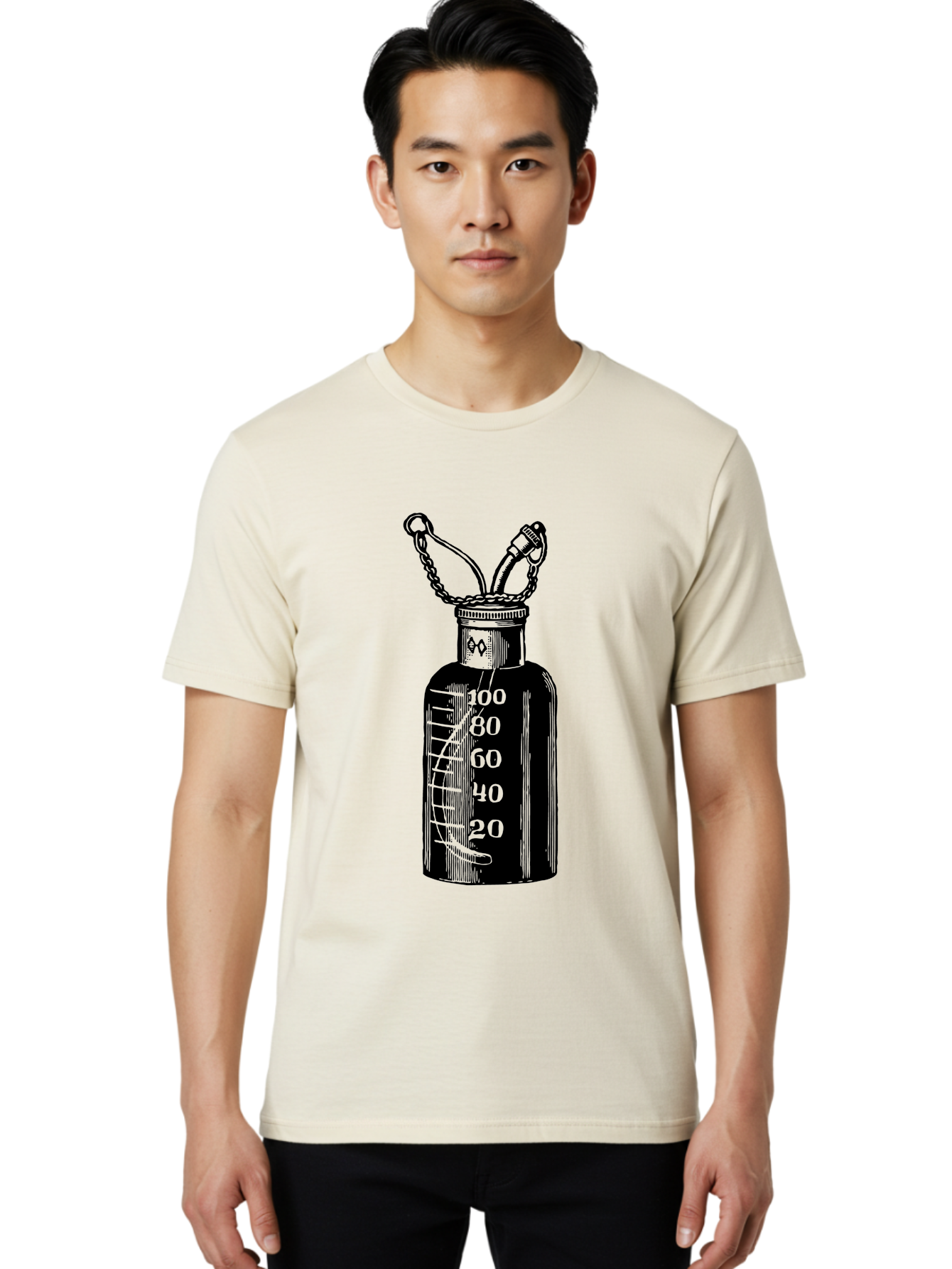100Ml-Bottle Men'S Graphic Tee, 100% Cotton, Comfortable Casual Summer Wear, Machine Washable, Glass Bottle With Measurement Markings, 100Ml Capacity, Laboratory Equipment, Scientific Tools, Precise Measurements, Chemistry Lab Aad576 8