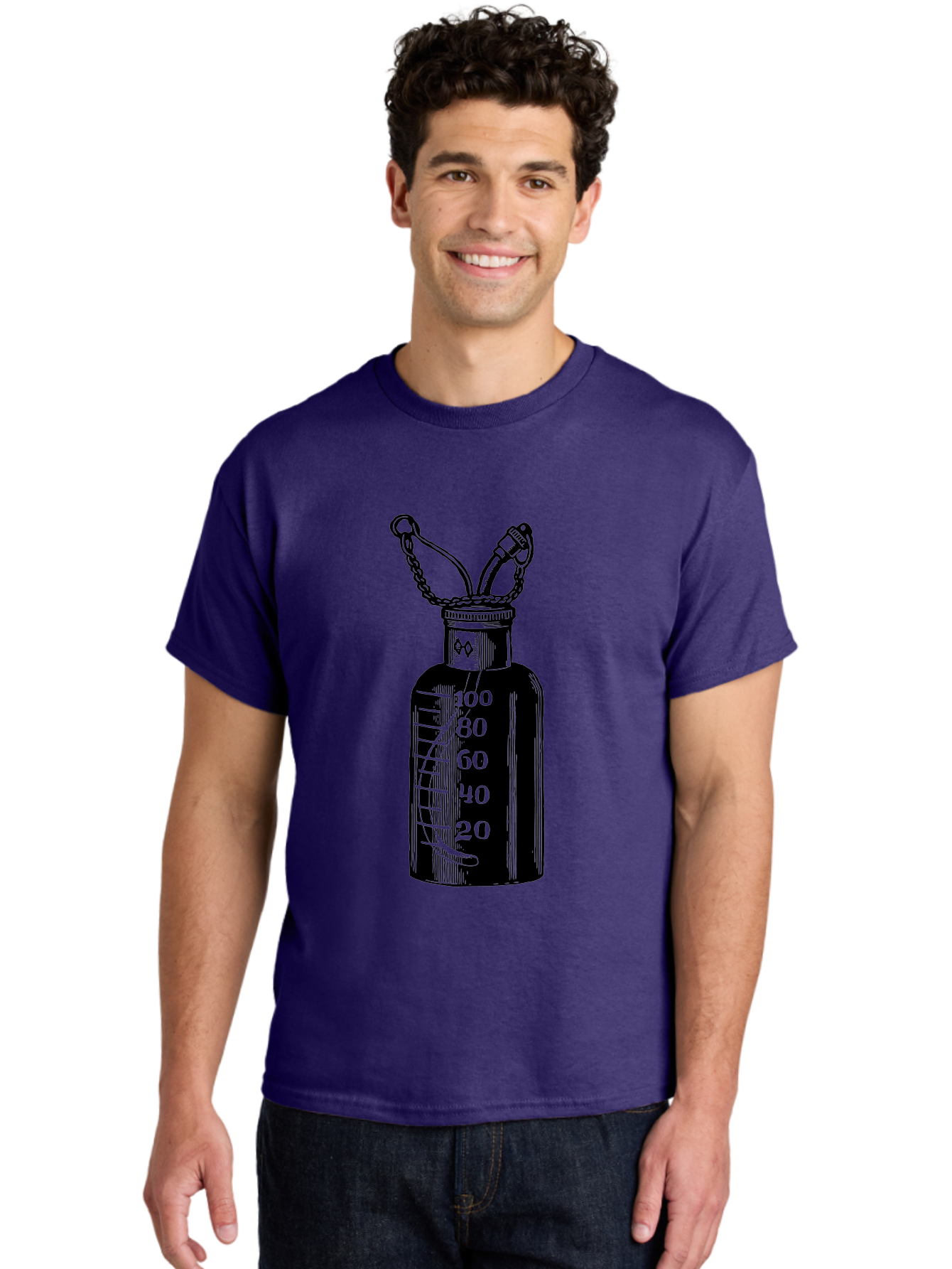100Ml-Bottle Men'S Graphic Tee, 100% Cotton, Comfortable Casual Summer Wear, Machine Washable, Glass Bottle With Measurement Markings, 100Ml Capacity, Laboratory Equipment, Scientific Tools, Precise Measurements, Chemistry Lab Aad576 28