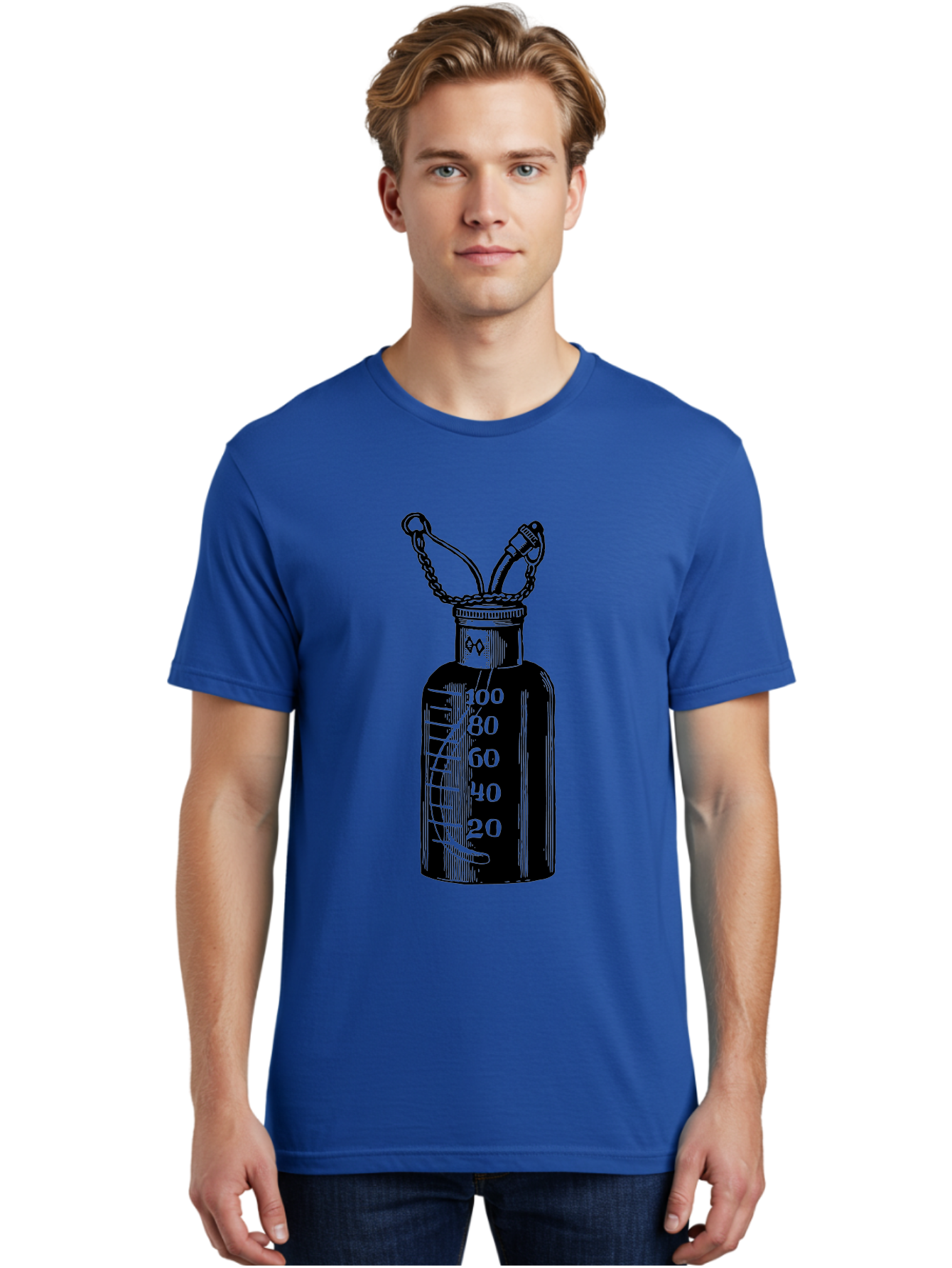 100Ml-Bottle Men'S Graphic Tee, 100% Cotton, Comfortable Casual Summer Wear, Machine Washable, Glass Bottle With Measurement Markings, 100Ml Capacity, Laboratory Equipment, Scientific Tools, Precise Measurements, Chemistry Lab Aad576 26