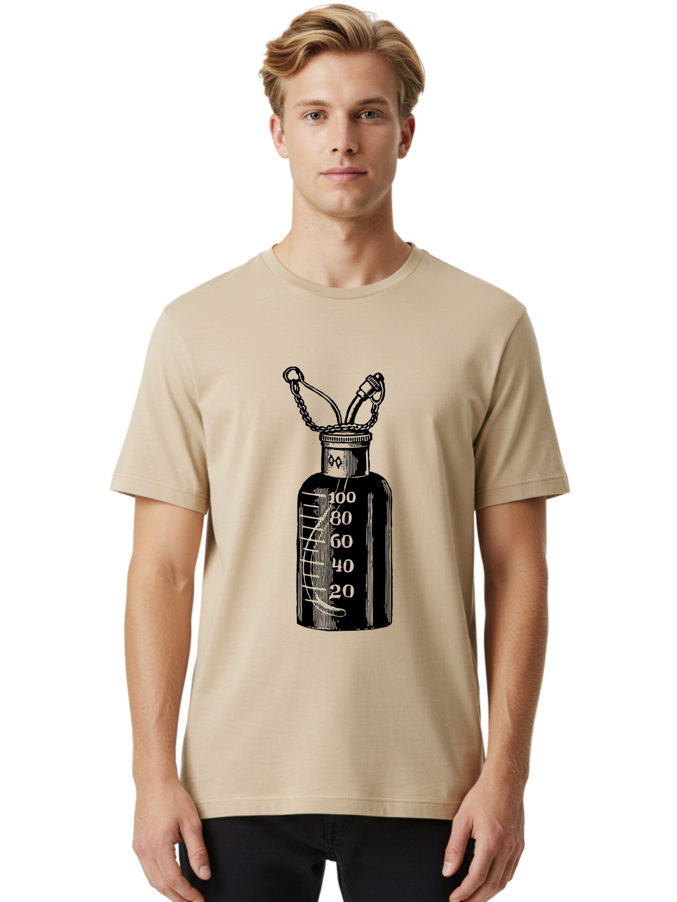 100Ml-Bottle Men'S Graphic Tee, 100% Cotton, Comfortable Casual Summer Wear, Machine Washable, Glass Bottle With Measurement Markings, 100Ml Capacity, Laboratory Equipment, Scientific Tools, Precise Measurements, Chemistry Lab Aad576 14