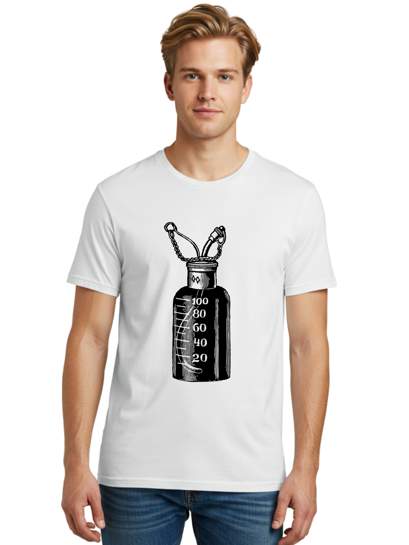 100Ml-Bottle Men'S Graphic Tee, 100% Cotton, Comfortable Casual Summer Wear, Machine Washable, Glass Bottle With Measurement Markings, 100Ml Capacity, Laboratory Equipment, Scientific Tools, Precise Measurements, Chemistry Lab Aad576 16