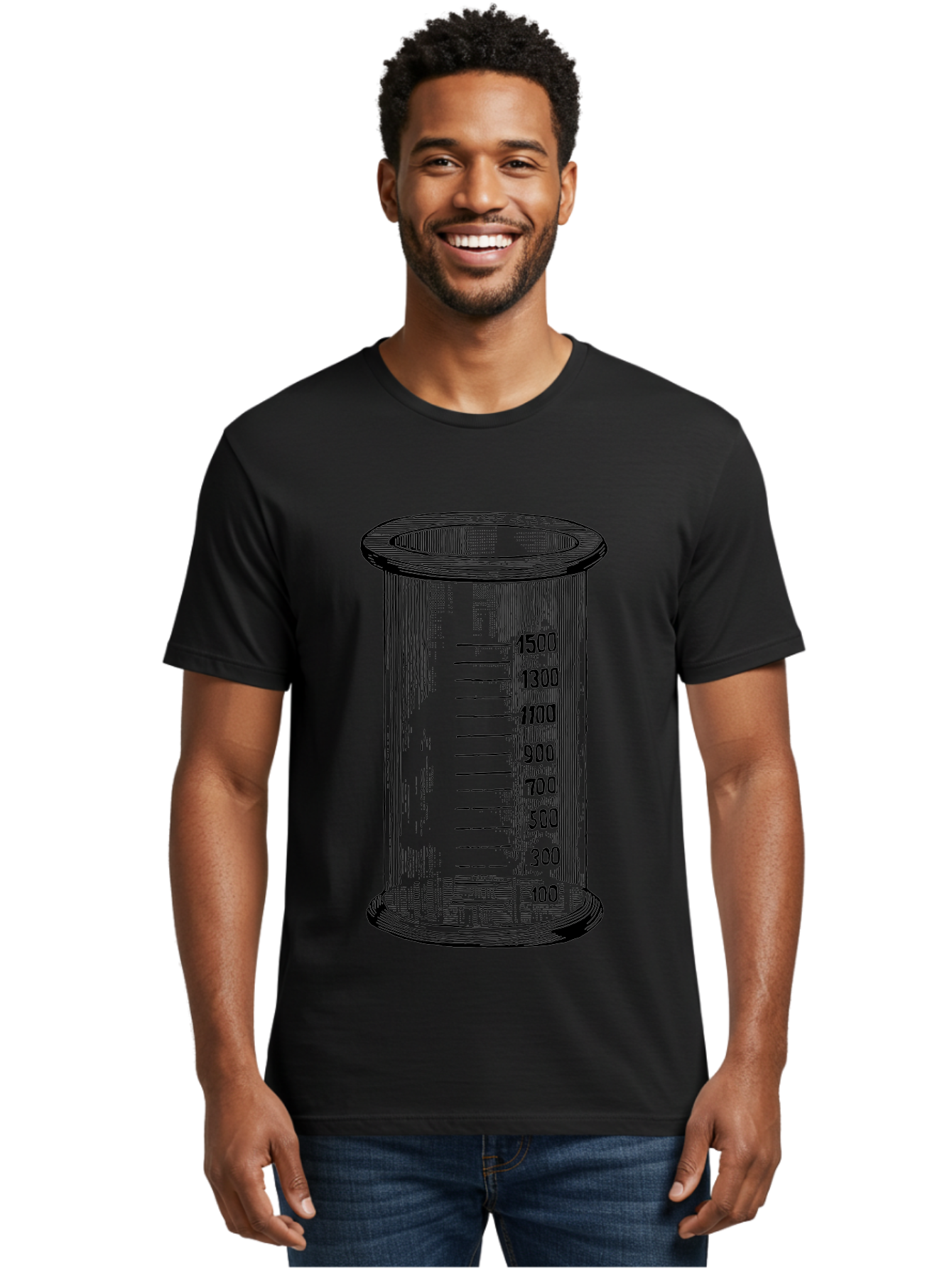 1500Ml-Beaker Men'S Graphic Tee, 100% Cotton, Comfortable Casual Summer Wear, Machine Washable, Laboratory Equipment, Measuring Beaker, Scientific Tools, Glassware, Measurement Markings, Chemistry Lab, 1500Ml Capacity, Precise Measurements, Aad577 6