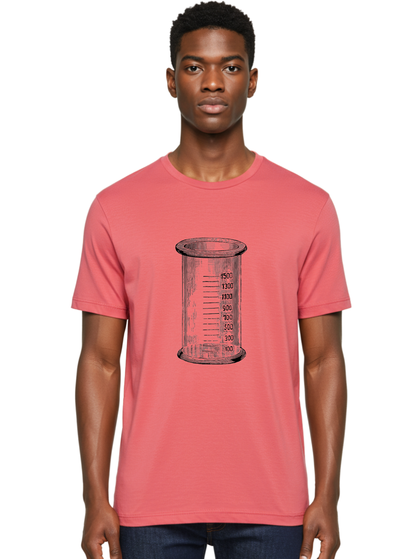 1500Ml-Beaker Men'S Graphic Tee, 100% Cotton, Comfortable Casual Summer Wear, Machine Washable, Laboratory Equipment, Measuring Beaker, Scientific Tools, Glassware, Measurement Markings, Chemistry Lab, 1500Ml Capacity, Precise Measurements, Aad577 30