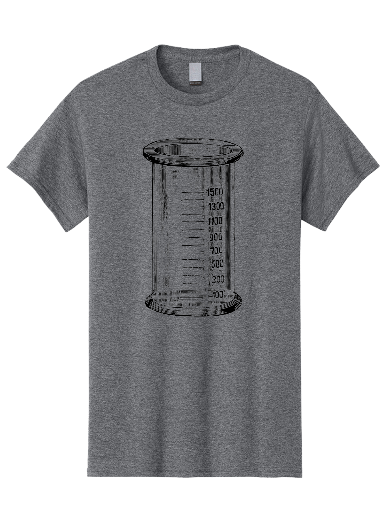 1500Ml-Beaker Men'S Graphic Tee, 100% Cotton, Comfortable Casual Summer Wear, Machine Washable, Laboratory Equipment, Measuring Beaker, Scientific Tools, Glassware, Measurement Markings, Chemistry Lab, 1500Ml Capacity, Precise Measurements, Aad577 23