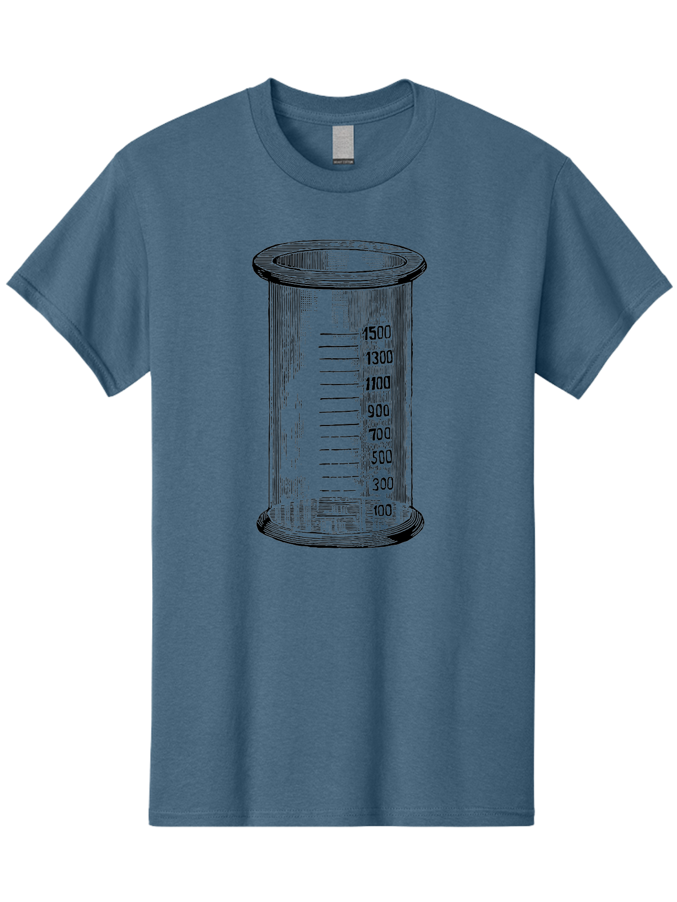1500Ml-Beaker Men'S Graphic Tee, 100% Cotton, Comfortable Casual Summer Wear, Machine Washable, Laboratory Equipment, Measuring Beaker, Scientific Tools, Glassware, Measurement Markings, Chemistry Lab, 1500Ml Capacity, Precise Measurements, Aad577 19