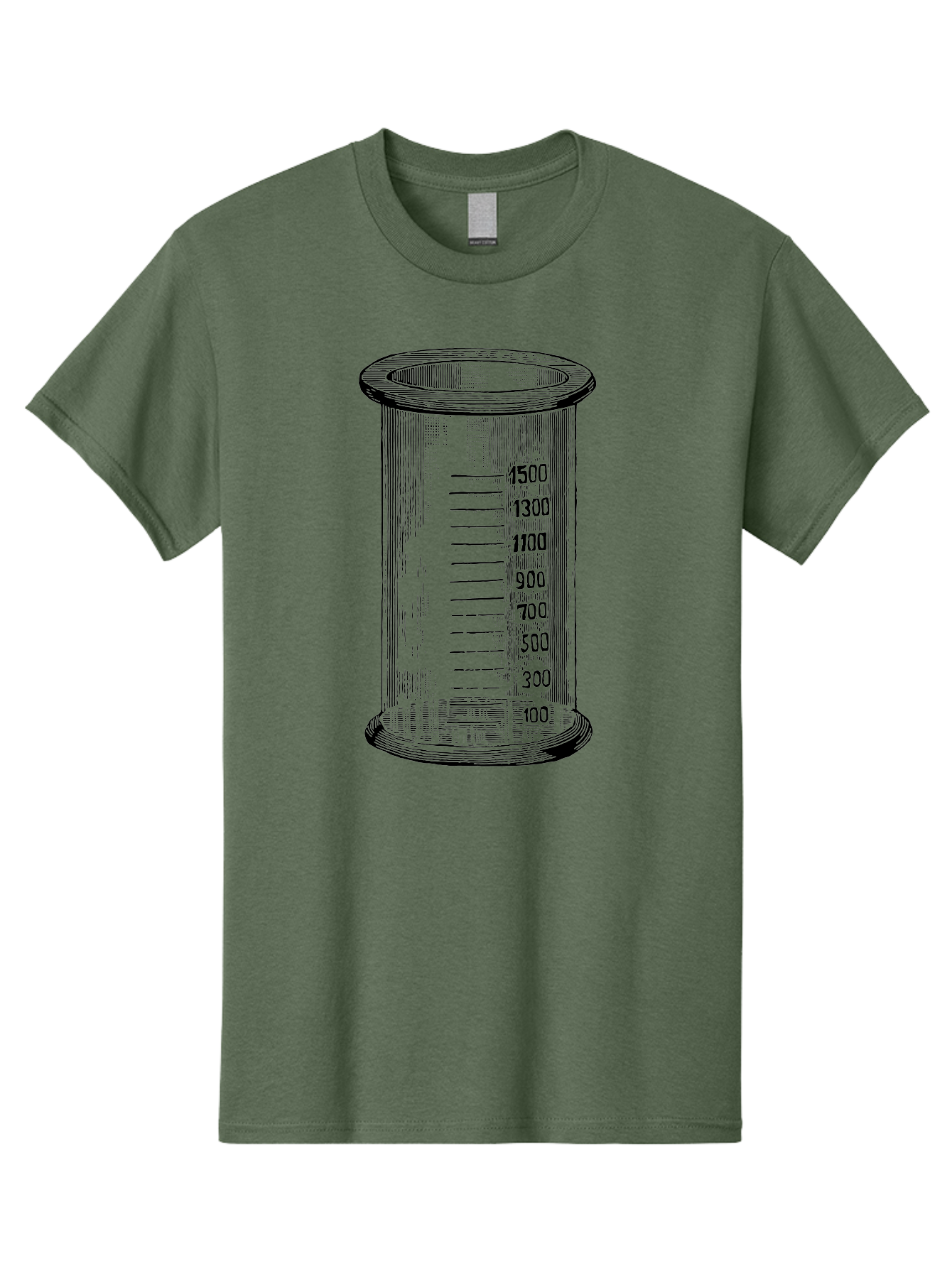 1500Ml-Beaker Men'S Graphic Tee, 100% Cotton, Comfortable Casual Summer Wear, Machine Washable, Laboratory Equipment, Measuring Beaker, Scientific Tools, Glassware, Measurement Markings, Chemistry Lab, 1500Ml Capacity, Precise Measurements, Aad577 25