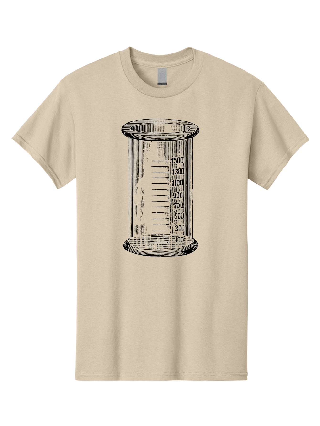 1500Ml-Beaker Men'S Graphic Tee, 100% Cotton, Comfortable Casual Summer Wear, Machine Washable, Laboratory Equipment, Measuring Beaker, Scientific Tools, Glassware, Measurement Markings, Chemistry Lab, 1500Ml Capacity, Precise Measurements, Aad577 15