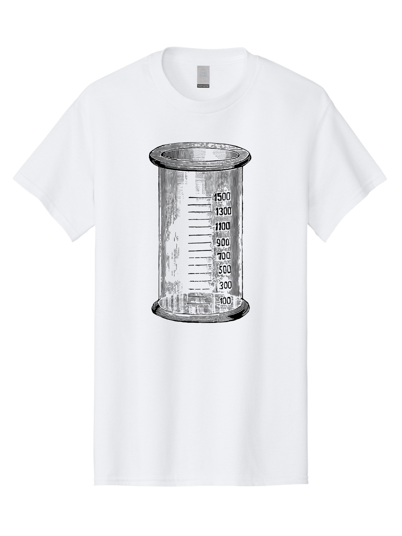 1500Ml-Beaker Men'S Graphic Tee, 100% Cotton, Comfortable Casual Summer Wear, Machine Washable, Laboratory Equipment, Measuring Beaker, Scientific Tools, Glassware, Measurement Markings, Chemistry Lab, 1500Ml Capacity, Precise Measurements, Aad577 13