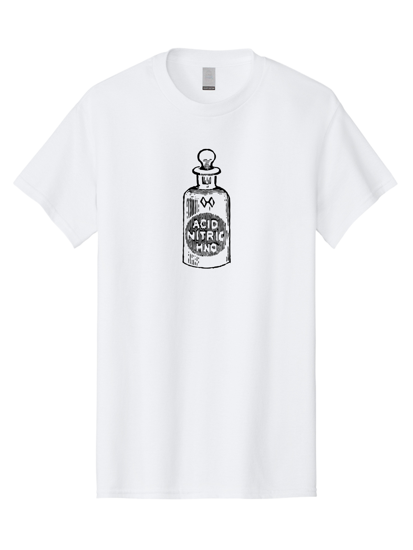 Acid-Nitricum Men'S Graphic Tee, 100% Cotton, Comfortable Casual Summer Wear, Machine Washable, Nitric Acid Bottle, Laboratory Equipment, Chemical Container, Vintage Illustration, Apothecary Jar, Scientific Symbol Aad578 19