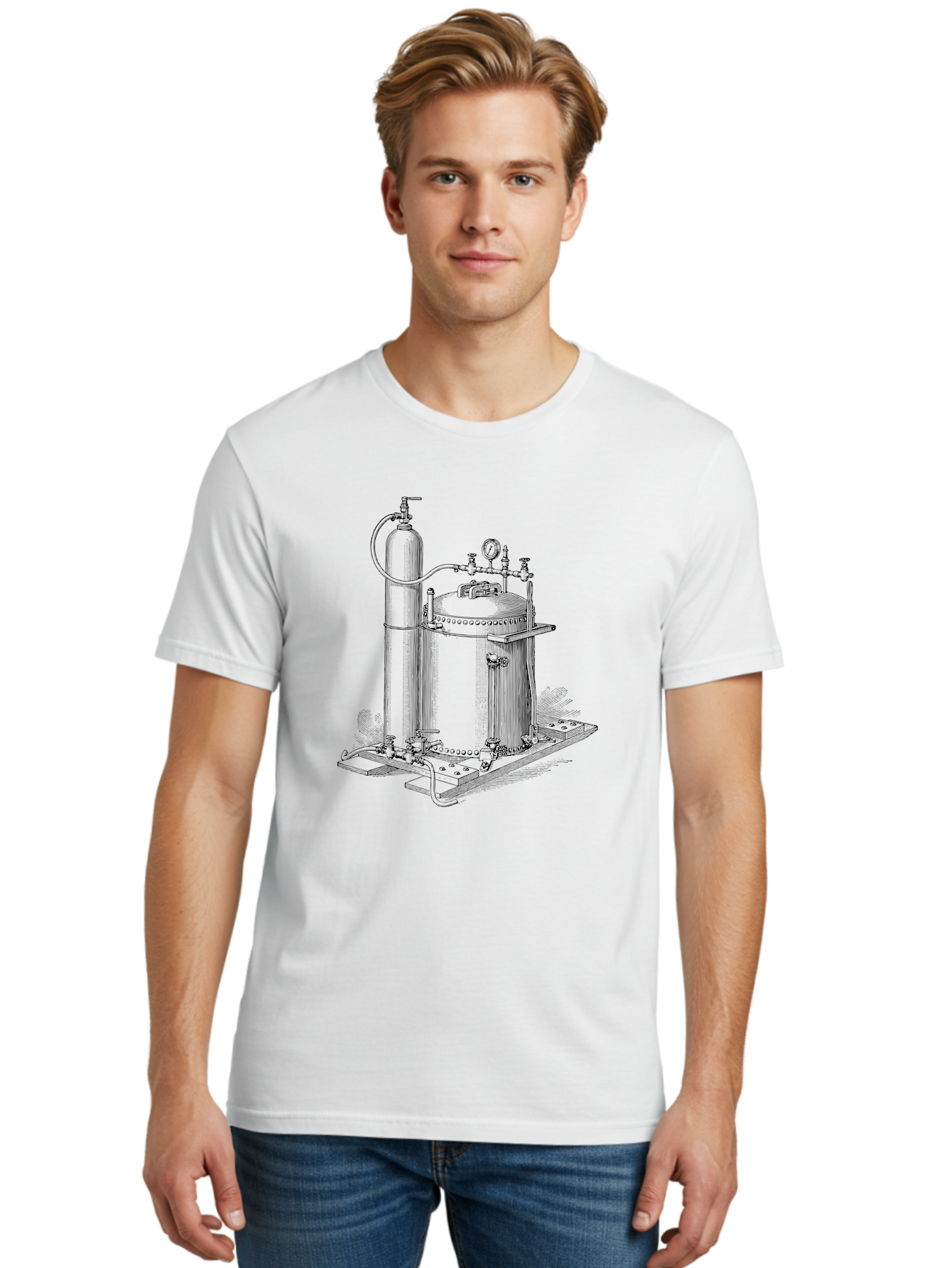 Autoclave Men'S Graphic Tee, 100% Cotton, Comfortable Casual Summer Wear, Machine Washable, Autoclave Equipment, Steam Sterilization, Laboratory Apparatus, Medical Sterilization, Pressure Vessel, Scientific Equipment, Vintage Illustration Aad581 28