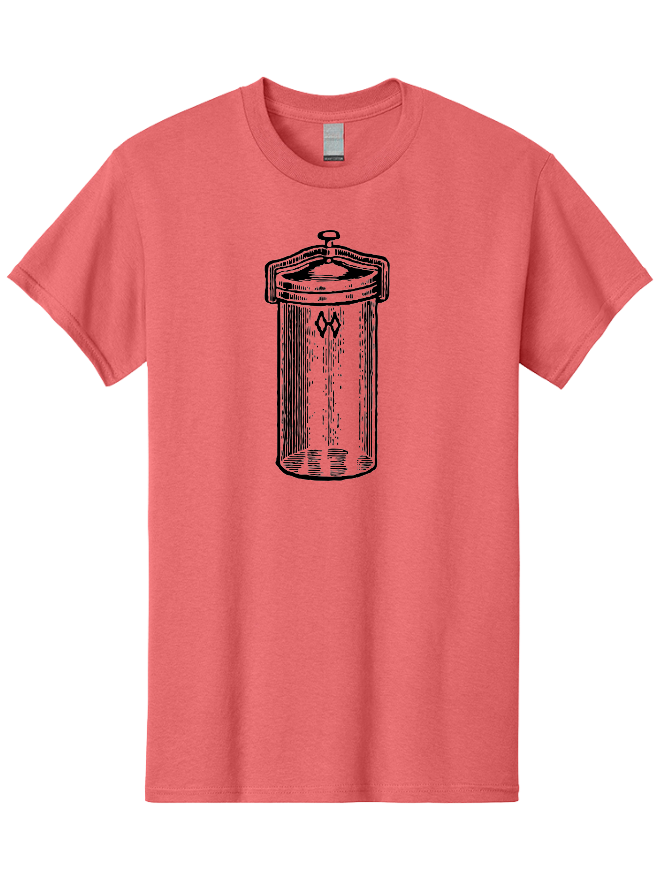 Cylindrical-Canister Men'S Graphic Tee, 100% Cotton, Comfortable Casual Summer Wear, Machine Washable, Cylindrical Container, Vintage Design, Hand-Drawn Illustration, Mysterious Symbol, Abstract Artwork, Minimalist Style, Geometric Shapes, Aad589 19