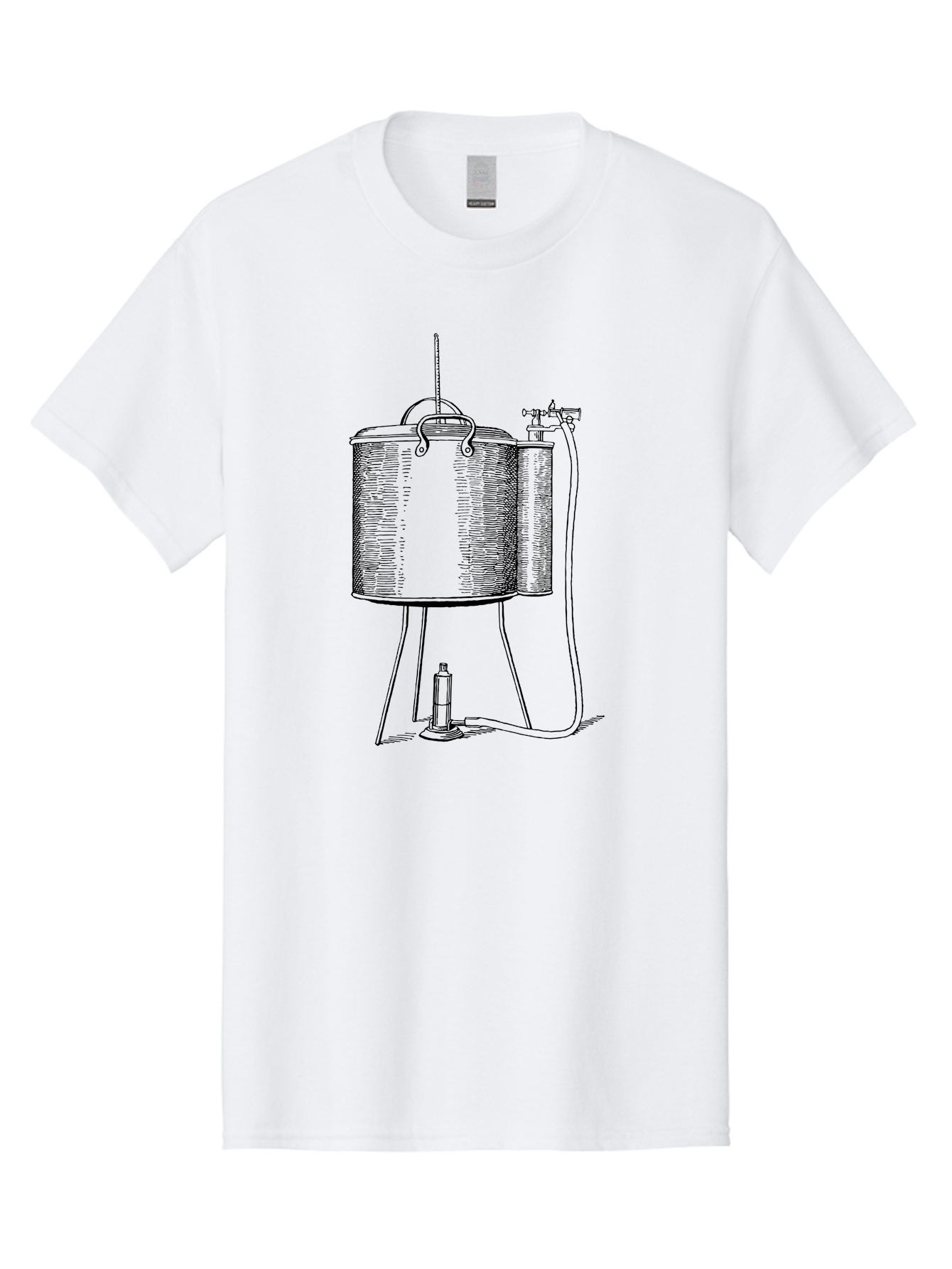 Cylindrical-Tank-With-Valve Men'S Graphic Tee, 100% Cotton, Comfortable Casual Summer Wear, Machine Washable, Leyden Jar, Electrical Device, Scientific Equipment, Vintage Illustration, Electrostatic Charge, Historical Experiment, Aad591 17