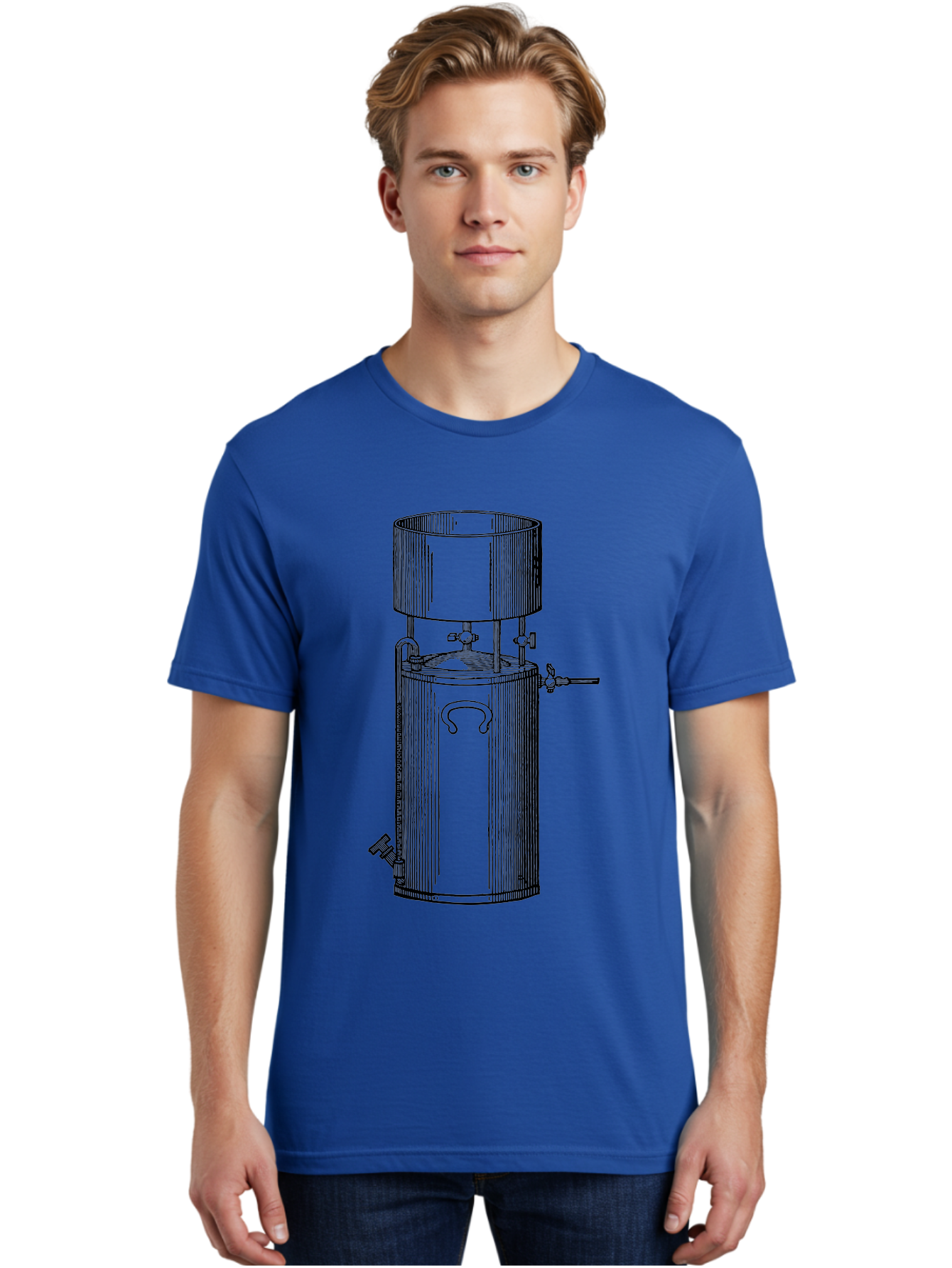 Cylindrical-Tank Men'S Graphic Tee, 100% Cotton, Comfortable Casual Summer Wear, Machine Washable, Industrial Tank, Cylindrical Vessel, Mechanical Equipment, Pipes And Valves, Industrial Machinery, Engineering Diagram, Technical Drawing Aad592 2