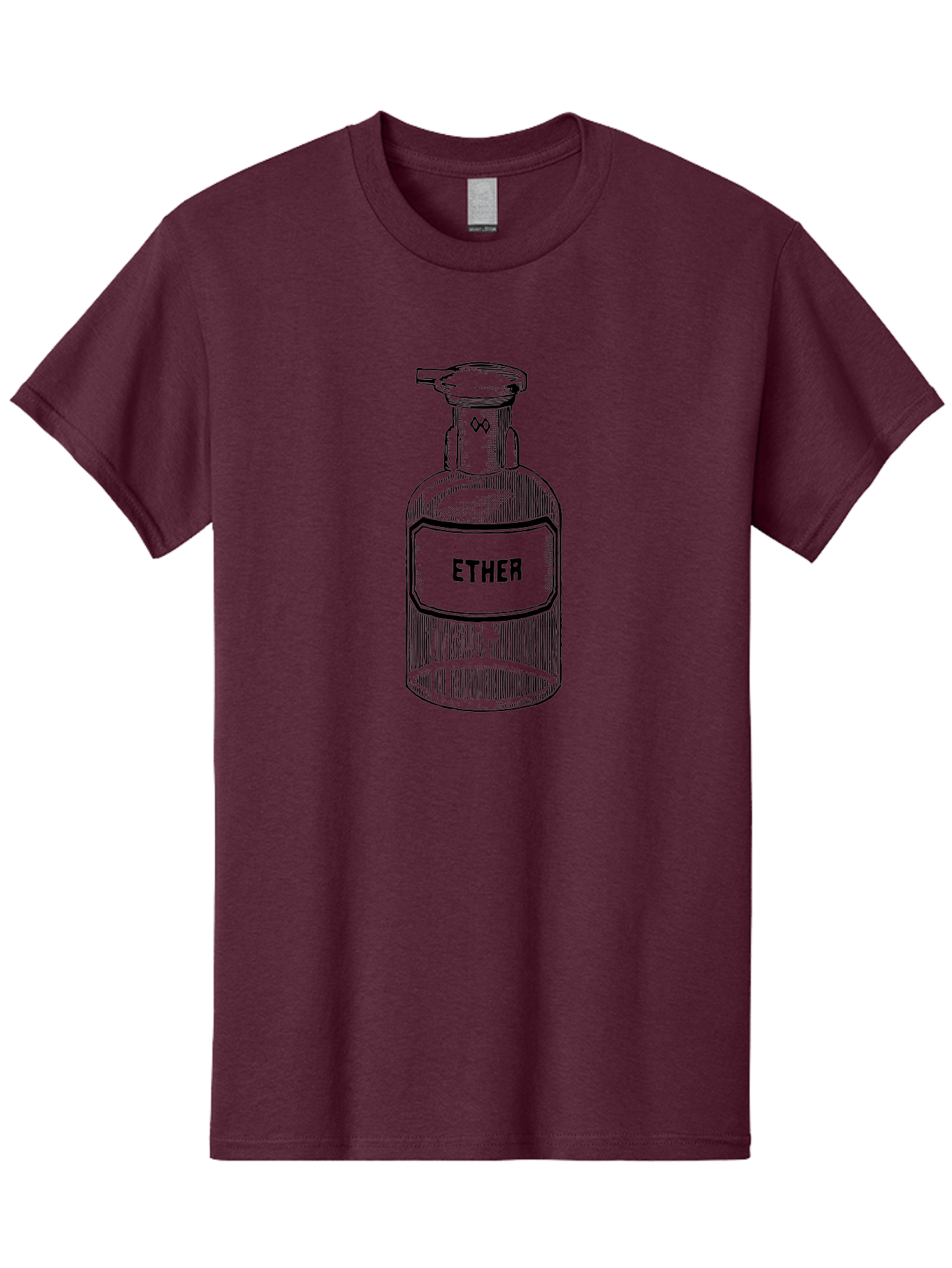 Ether-Bottle Men'S Graphic Tee, 100% Cotton, Comfortable Casual Summer Wear, Machine Washable, Vintage Apothecary Bottle, Laboratory Equipment, Ether Label, Antique Glassware, Old-Fashioned Container, Chemical Storage, Retro Illustration, Aad598 3