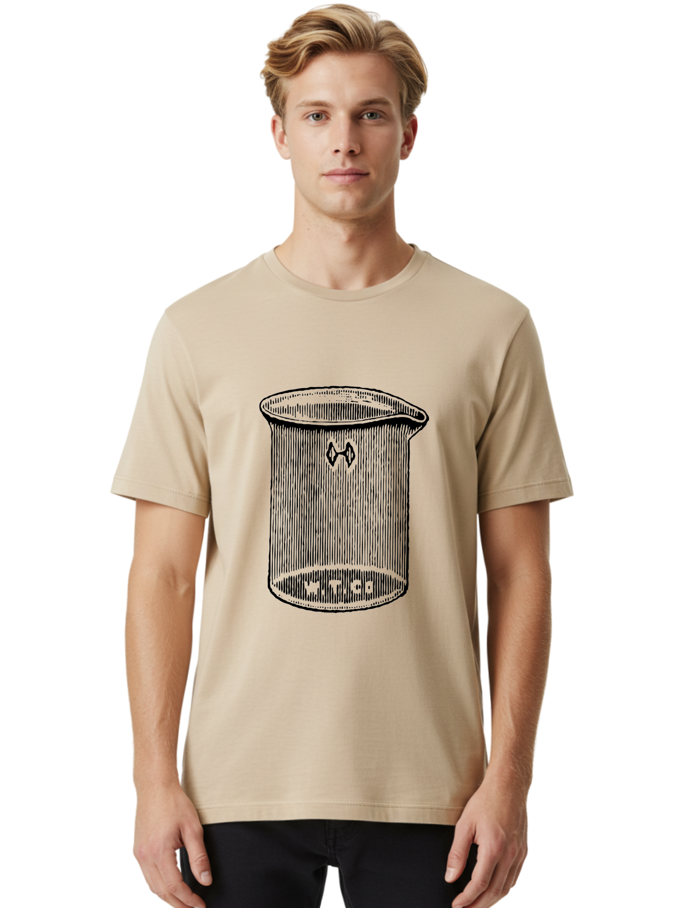 Glass-Beaker Men'S Graphic Tee, 100% Cotton, Comfortable Casual Summer Wear, Machine Washable, Chemical Beaker, Laboratory Equipment, Black And White Illustration, Scientific Glassware, Hazardous Materials Symbol, Chemistry Experiments, Aad601 18
