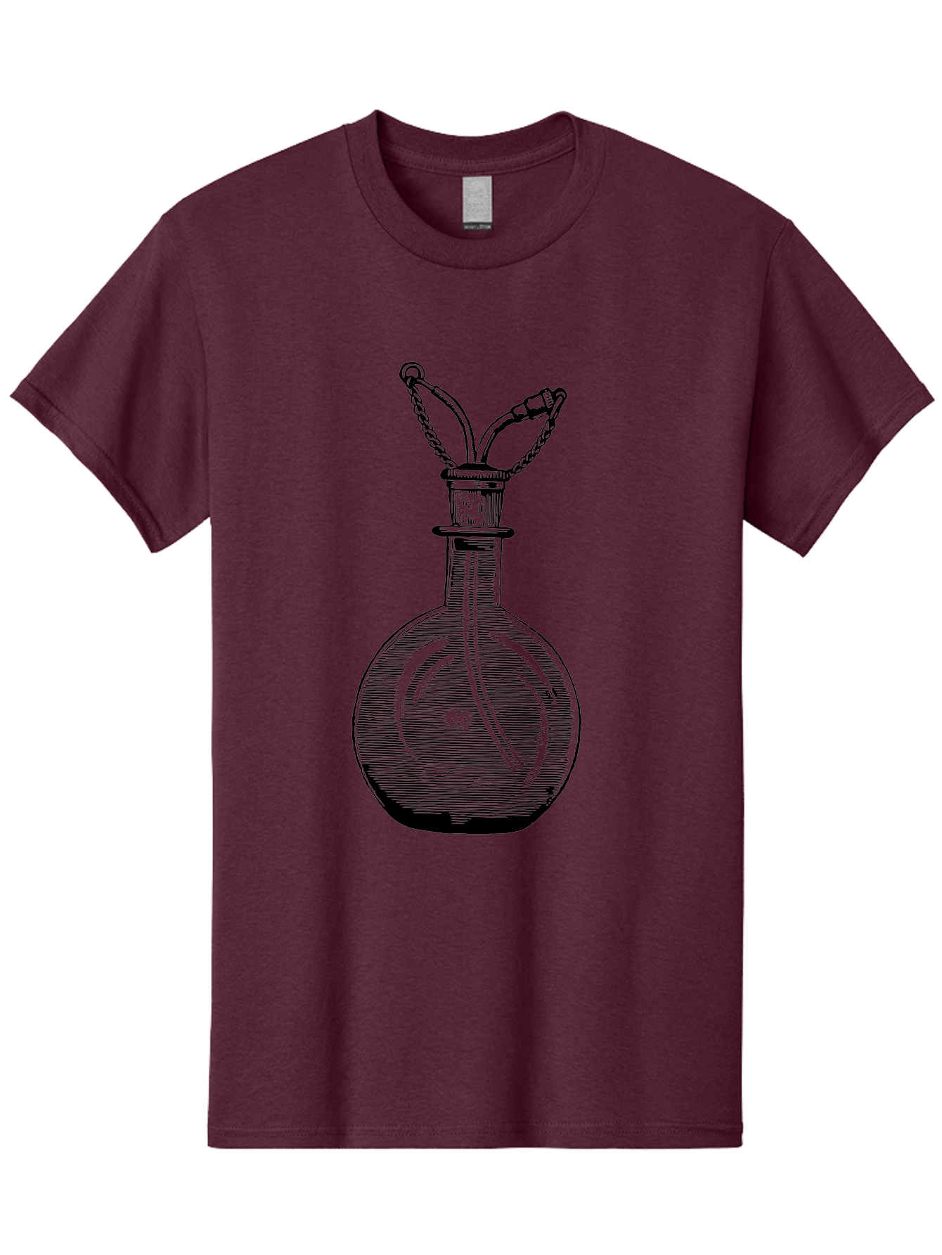 Glass-Bottle-With-Tube Men'S Graphic Tee, 100% Cotton, Comfortable Casual Summer Wear, Machine Washable, Vintage Laboratory Equipment, Scientific Glassware, Chemistry Lab, Experimental Apparatus, Antique Labware, Laboratory Flask, Aad603 23