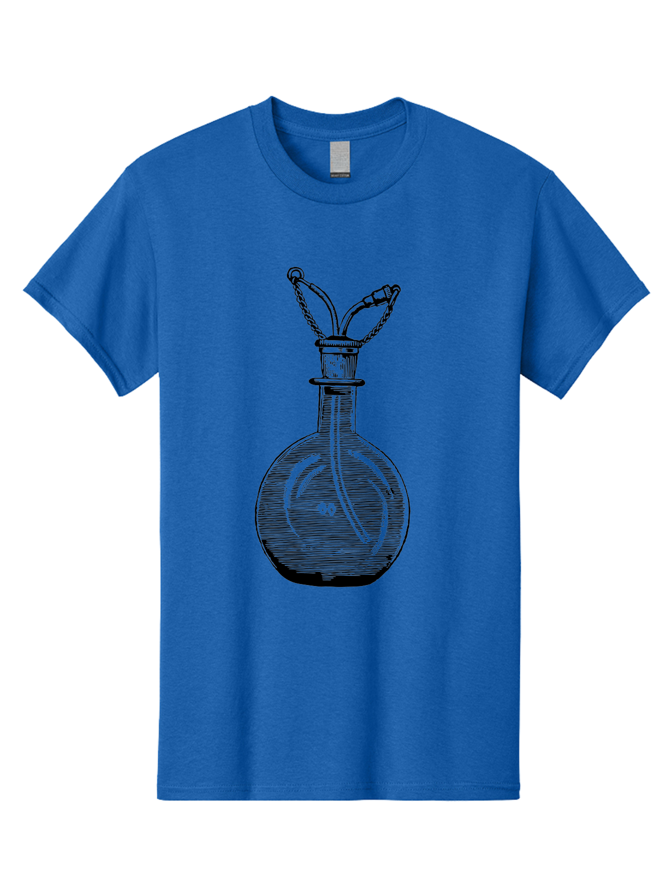 Glass-Bottle-With-Tube Men'S Graphic Tee, 100% Cotton, Comfortable Casual Summer Wear, Machine Washable, Vintage Laboratory Equipment, Scientific Glassware, Chemistry Lab, Experimental Apparatus, Antique Labware, Laboratory Flask, Aad603 27
