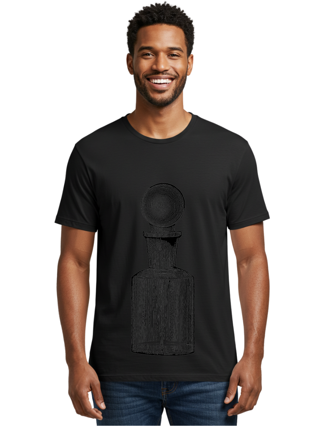 Glass-Bottle Men'S Graphic Tee, 100% Cotton, Comfortable Casual Summer Wear, Machine Washable, Vintage Bottle, Glass Stopper, Elegant Design, Luxury Packaging, Apothecary Jar, Decorative Container, Fine Glassware, Classic Style Aad604 12