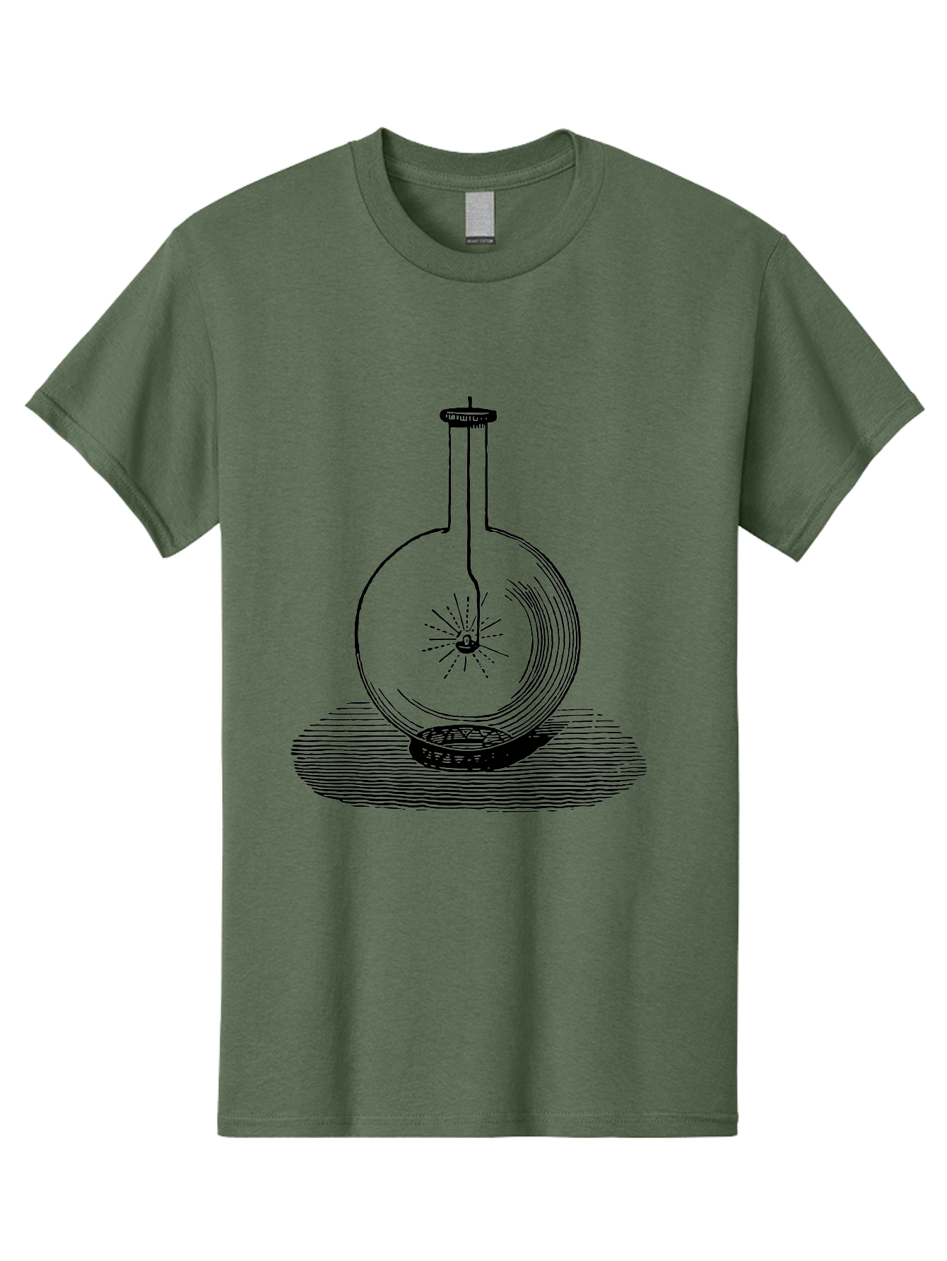 Glass-Flask-1 Men'S Graphic Tee, 100% Cotton, Comfortable Casual Summer Wear, Machine Washable, Cathode Ray Tube, Crookes Tube, Vacuum Tube, Experimental Apparatus, Scientific Equipment, Black And White Illustration, Vintage Style, Aad605 21