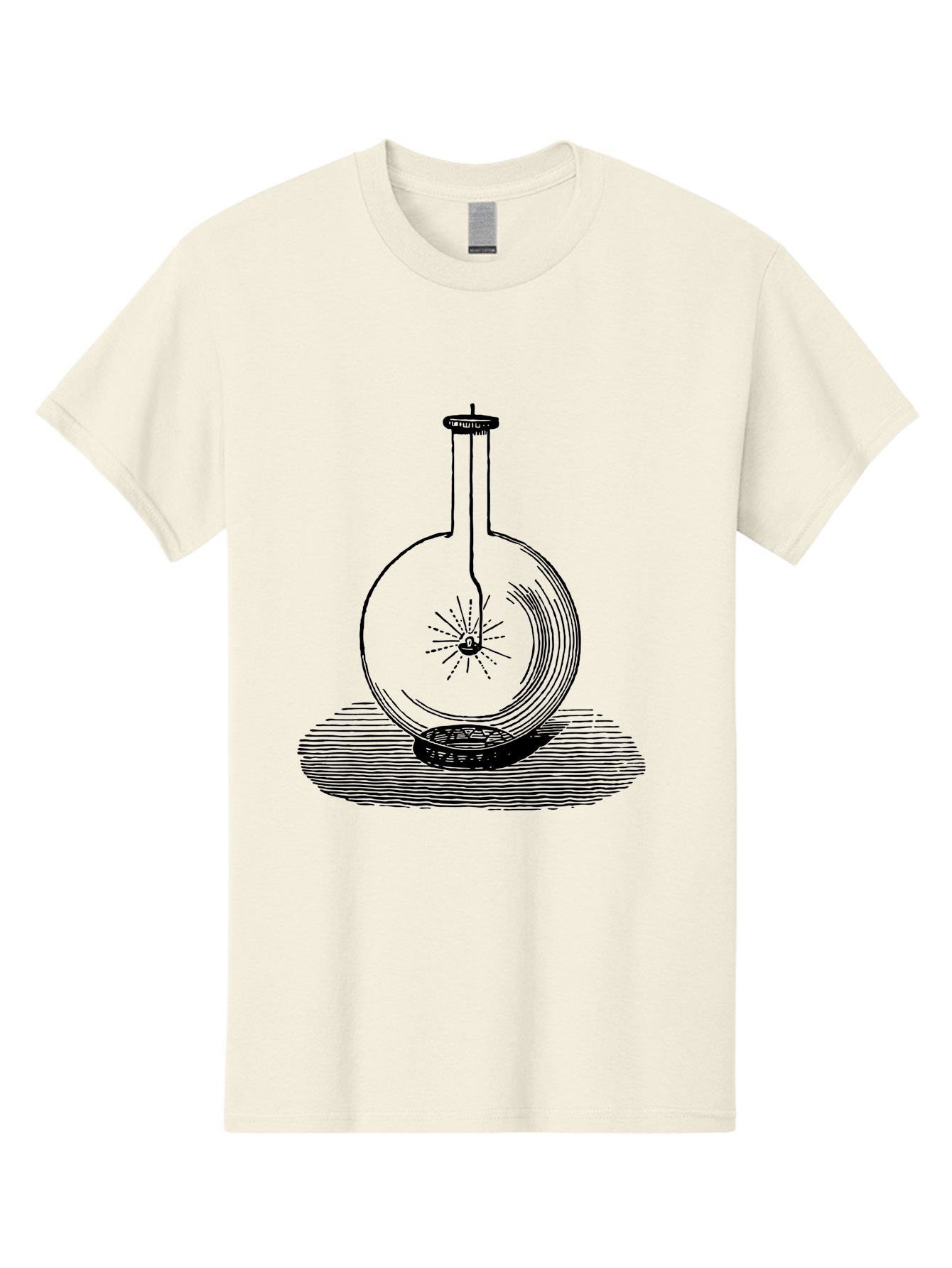 Glass-Flask-1 Men'S Graphic Tee, 100% Cotton, Comfortable Casual Summer Wear, Machine Washable, Cathode Ray Tube, Crookes Tube, Vacuum Tube, Experimental Apparatus, Scientific Equipment, Black And White Illustration, Vintage Style, Aad605 7