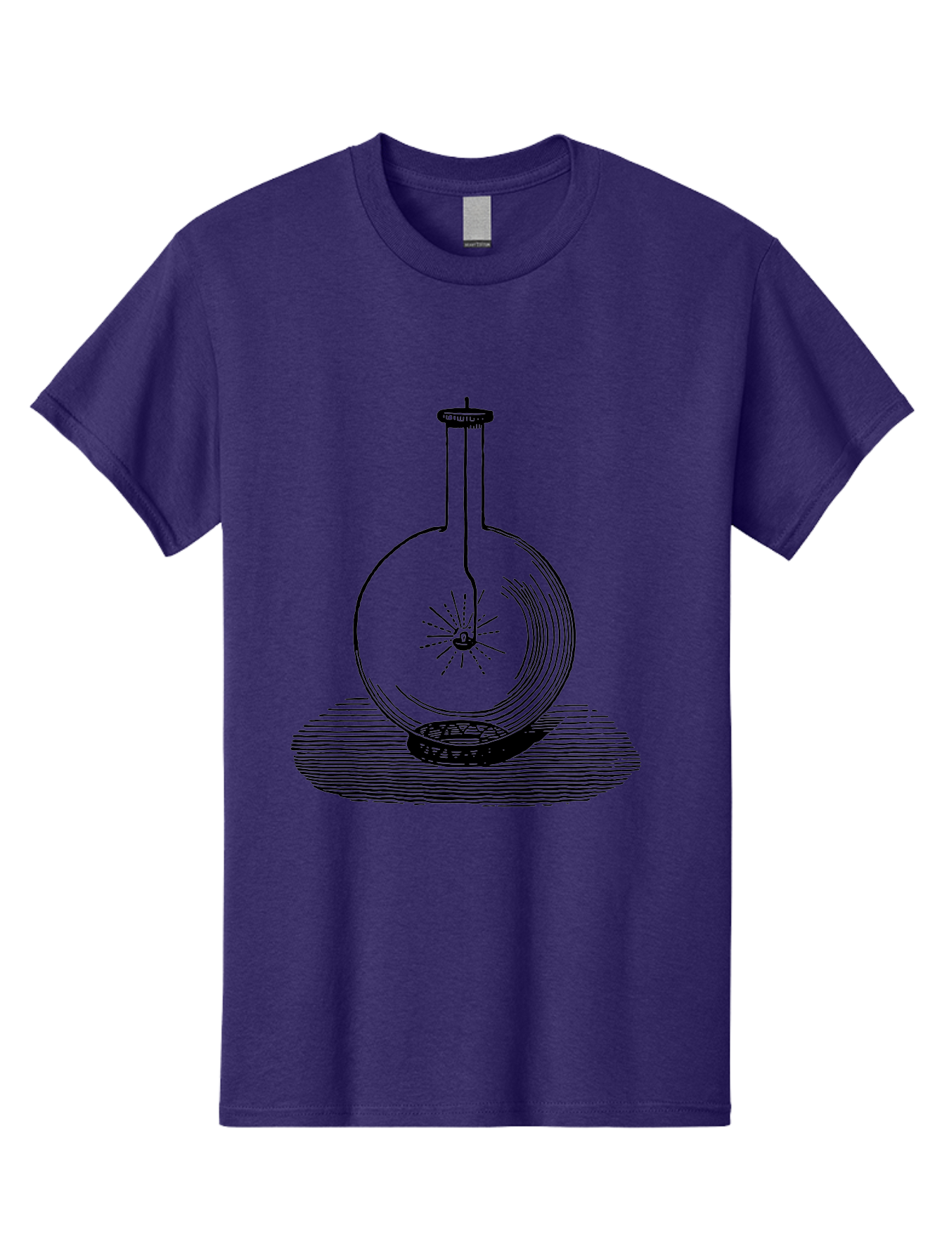Glass-Flask-1 Men'S Graphic Tee, 100% Cotton, Comfortable Casual Summer Wear, Machine Washable, Cathode Ray Tube, Crookes Tube, Vacuum Tube, Experimental Apparatus, Scientific Equipment, Black And White Illustration, Vintage Style, Aad605 17