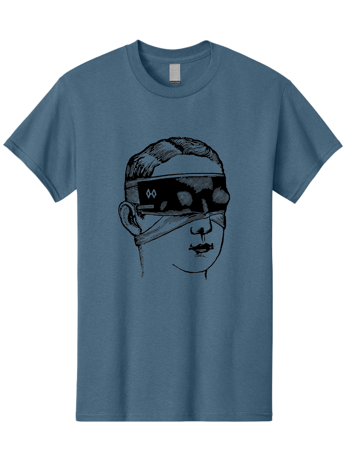 Head-Illustration Men'S Graphic Tee, 100% Cotton, Comfortable Casual Summer Wear, Machine Washable, Vr Headset, Futuristic Tech, Virtual Reality, Futuristic Illustration, Black And Green, Cyberpunk Style, Head Illustration, Sci-Fi Art, Aad608 3