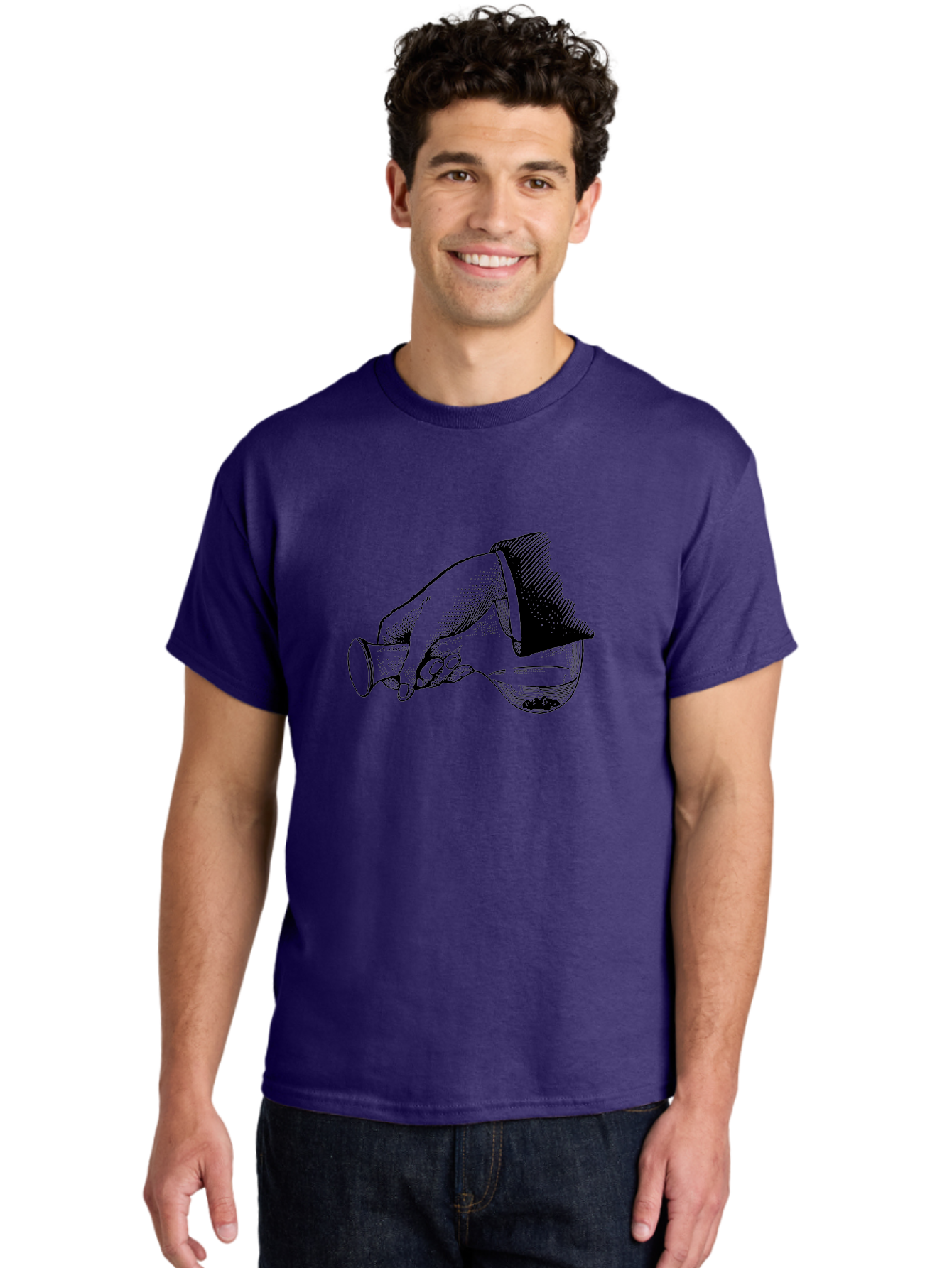 Hourglass Men'S Graphic Tee, 100% Cotton, Comfortable Casual Summer Wear, Machine Washable, Hand Holding Flask, Glass Container, Liquid Pouring, Scientific Experiment, Laboratory Equipment, Chemistry, Vintage Illustration, Aad610 20