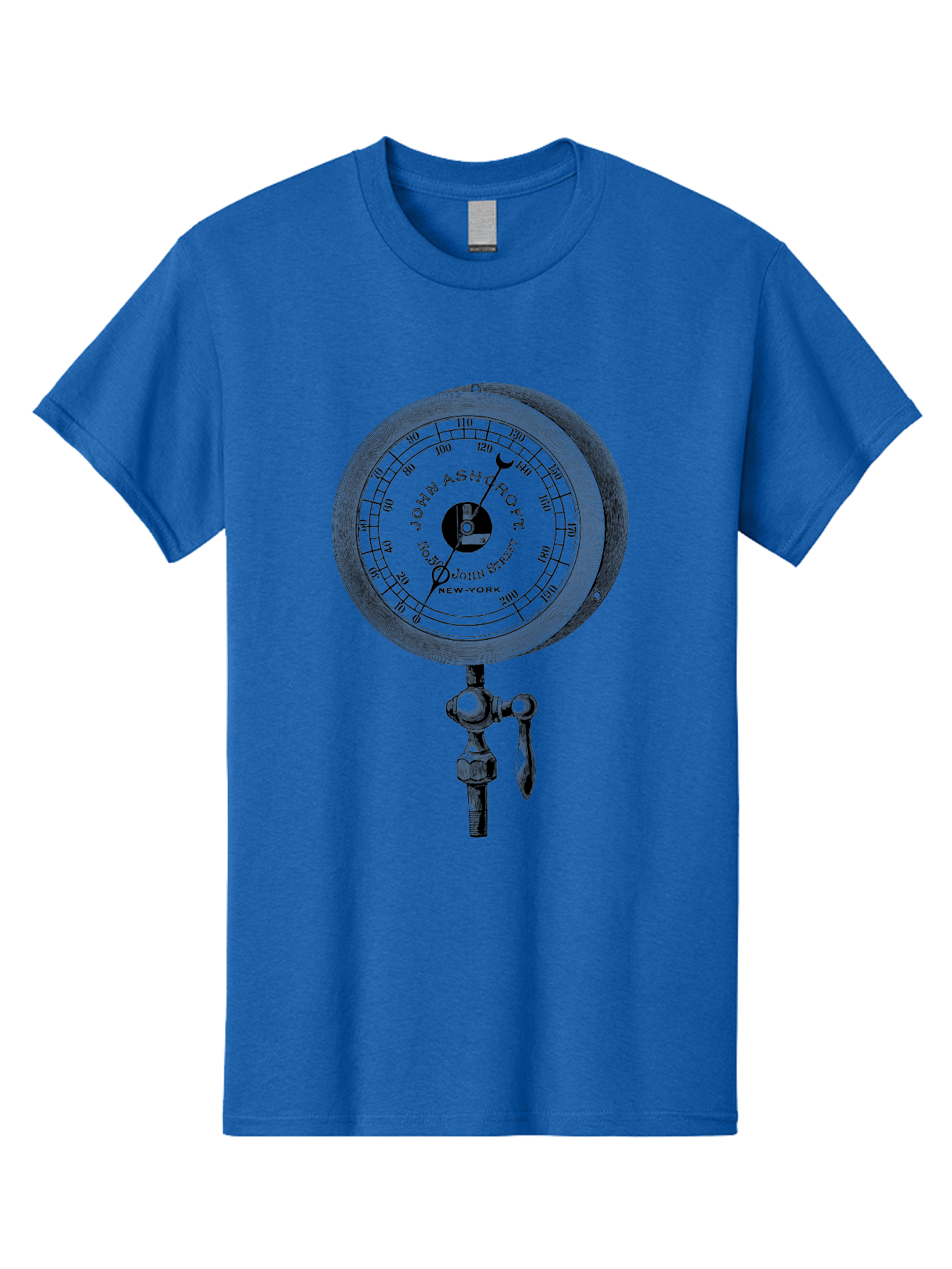 John-Ashcroft-Barometer Men'S Graphic Tee, 100% Cotton, Comfortable Casual Summer Wear, Machine Washable, Vintage Pressure Gauge, Antique Measuring Device, John Ashcroft New York, Industrial Equipment, Mechanical Dial, Precision Instrument, Aad611 29