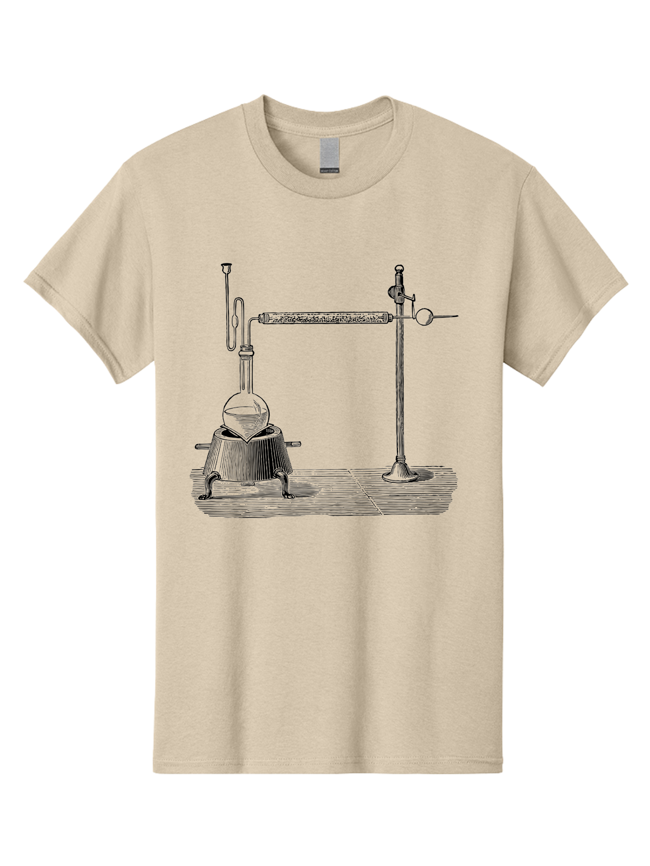Laboratory-Distillation-Apparatus-1 Men'S Graphic Tee, 100% Cotton, Comfortable Casual Summer Wear, Machine Washable, Distillation Equipment, Laboratory Setup, Scientific Apparatus, Chemistry Experiment, Glassware, Vintage Illustration, Aad613 3