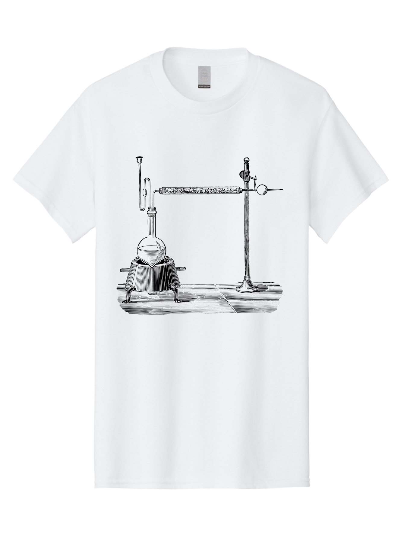 Laboratory-Distillation-Apparatus-1 Men'S Graphic Tee, 100% Cotton, Comfortable Casual Summer Wear, Machine Washable, Distillation Equipment, Laboratory Setup, Scientific Apparatus, Chemistry Experiment, Glassware, Vintage Illustration, Aad613 27
