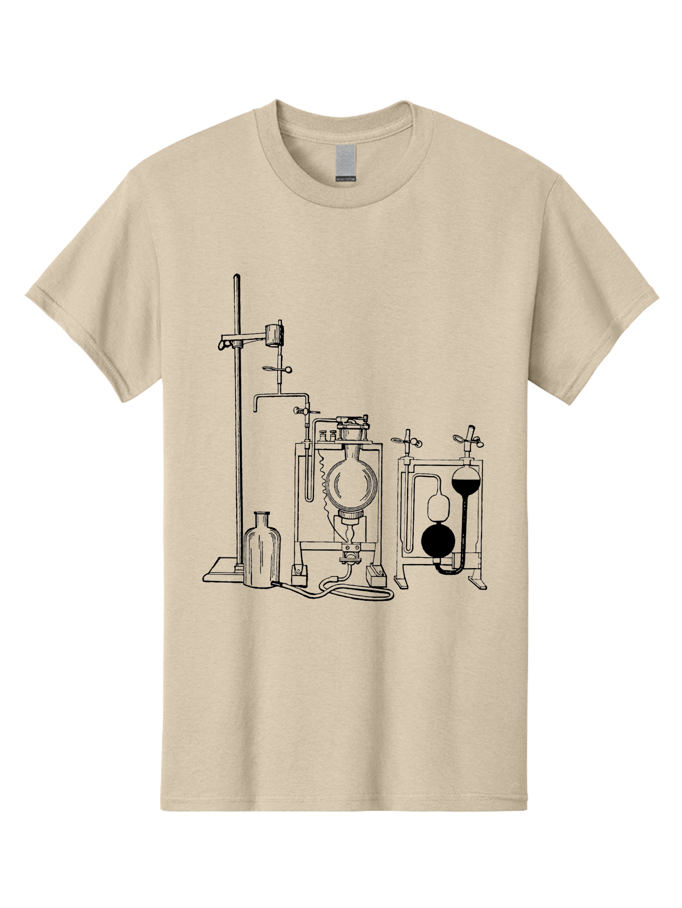Laboratory-Equipment-4 Men'S Graphic Tee, 100% Cotton, Comfortable Casual Summer Wear, Machine Washable, Laboratory Equipment, Scientific Instruments, Chemistry Apparatus, Distillation Device, Flask, Bottle, Valve, Tube, Laboratory Setup, Aad618 3