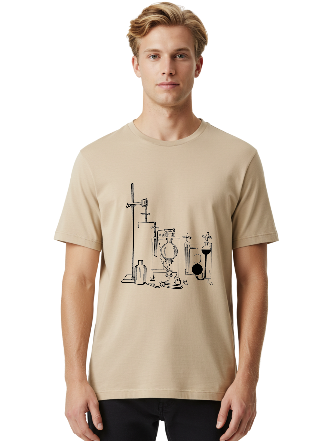 Laboratory-Equipment-4 Men'S Graphic Tee, 100% Cotton, Comfortable Casual Summer Wear, Machine Washable, Laboratory Equipment, Scientific Instruments, Chemistry Apparatus, Distillation Device, Flask, Bottle, Valve, Tube, Laboratory Setup, Aad618 4