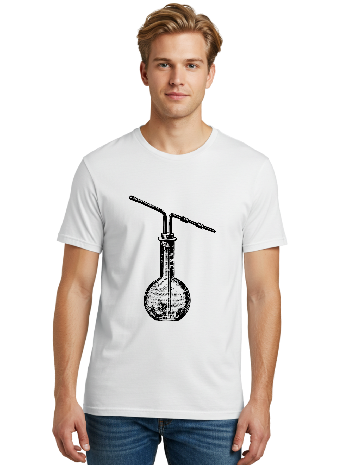 Laboratory-Flask-2 Men'S Graphic Tee, 100% Cotton, Comfortable Casual Summer Wear, Machine Washable, Laboratory Equipment, Scientific Glassware, Chemistry Apparatus, Flask With Tubes, Experimental Setup, Lab Supplies, Research Tools Aad625 14