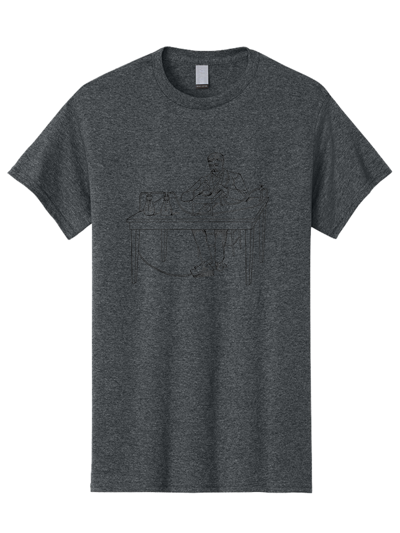 Man-Experimenting Men'S Graphic Tee, 100% Cotton, Comfortable Casual Summer Wear, Machine Washable, Scientist In A Lab, Experimental Setup, Laboratory Equipment, Scientific Research, Vintage Style, Monochrome Illustration, Chemistry Lab, Aad630 21