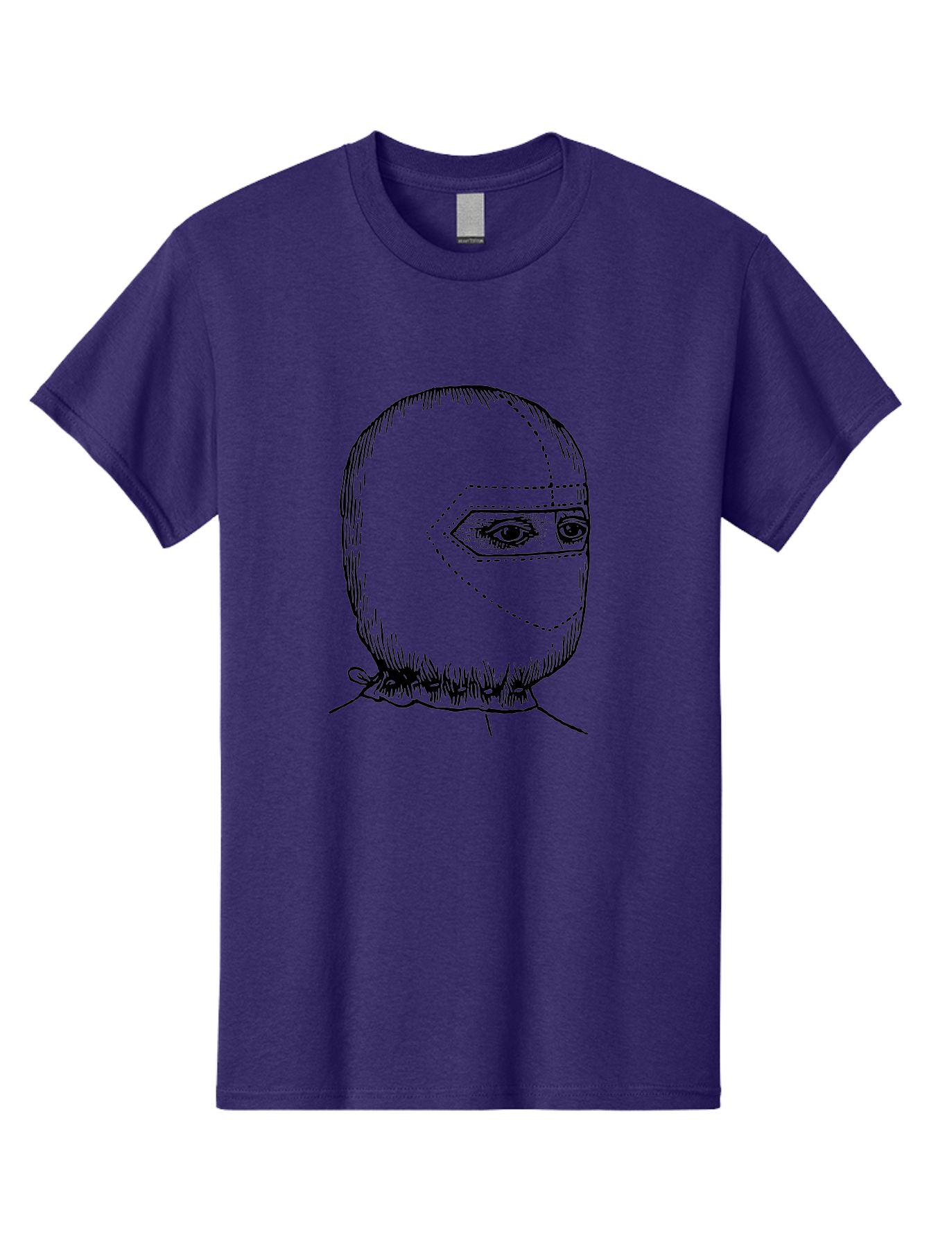 Masked-Figure Men'S Graphic Tee, 100% Cotton, Comfortable Casual Summer Wear, Machine Washable, Burglar Mask, Black And White Illustration, Crime Theme, Robber Costume, Dotted Lines, Facial Features Hidden, Menacing Figure, Sketch Art, Aad633 11