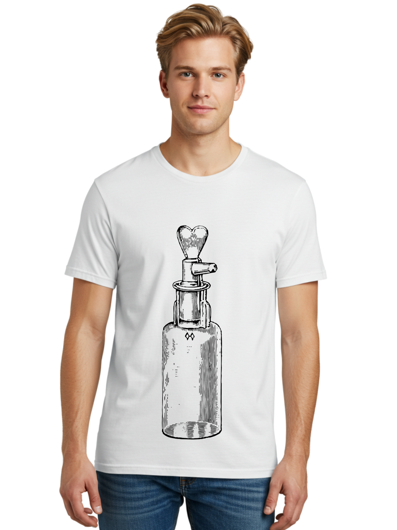 Soda-Syphon Men'S Graphic Tee, 100% Cotton, Comfortable Casual Summer Wear, Machine Washable, Vintage Soda Syphon, Antique Bottle, Heart-Shaped Top, Retro Kitchen Gadget, Nostalgic Design, Unique Collectible, Nostalgic Charm, Classic Decor Aad651 30