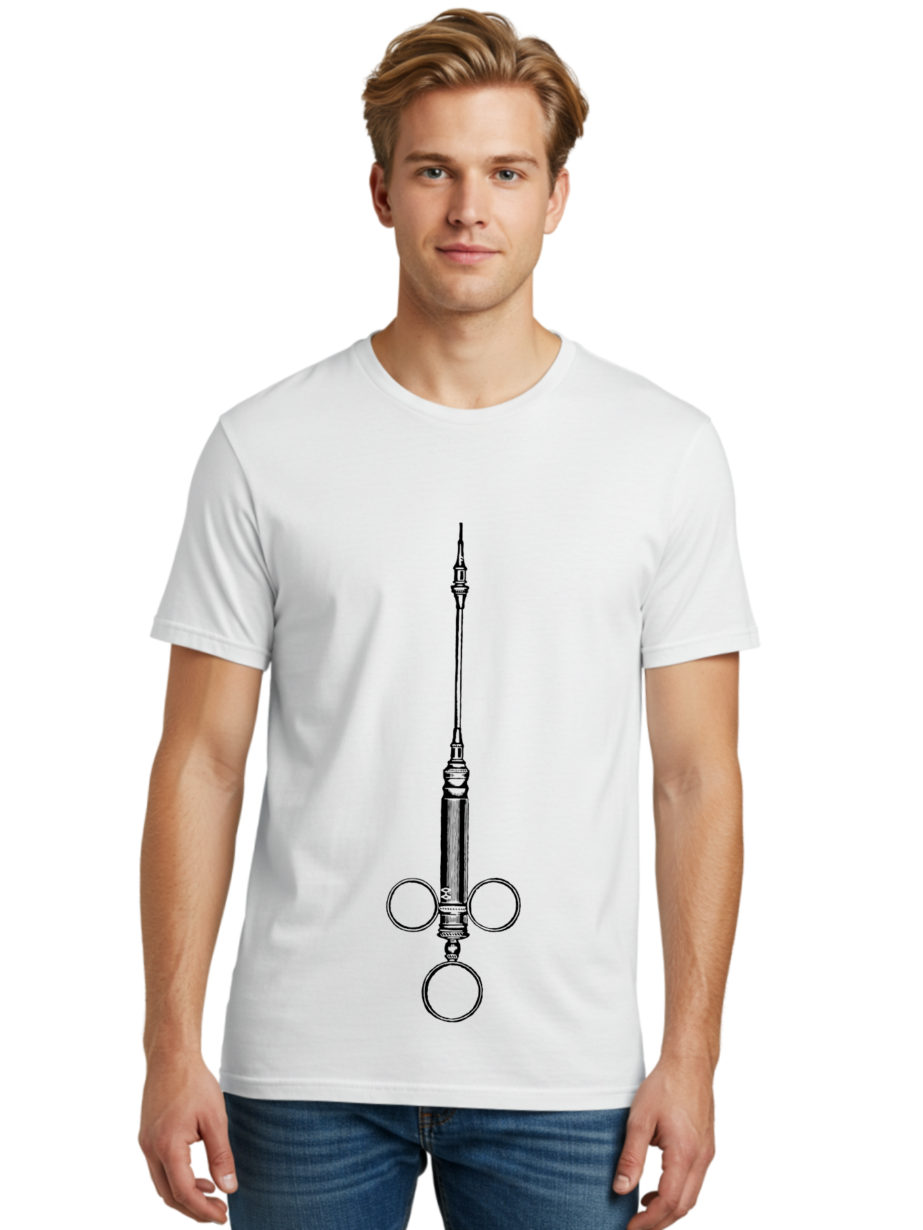 Syringe Men'S Graphic Tee, 100% Cotton, Comfortable Casual Summer Wear, Machine Washable, Medical Syringe, Medical Equipment, Healthcare Supplies, Injection Device, Vaccination Tool, Medical Illustration, Precise Medical Instrument Aad652 6