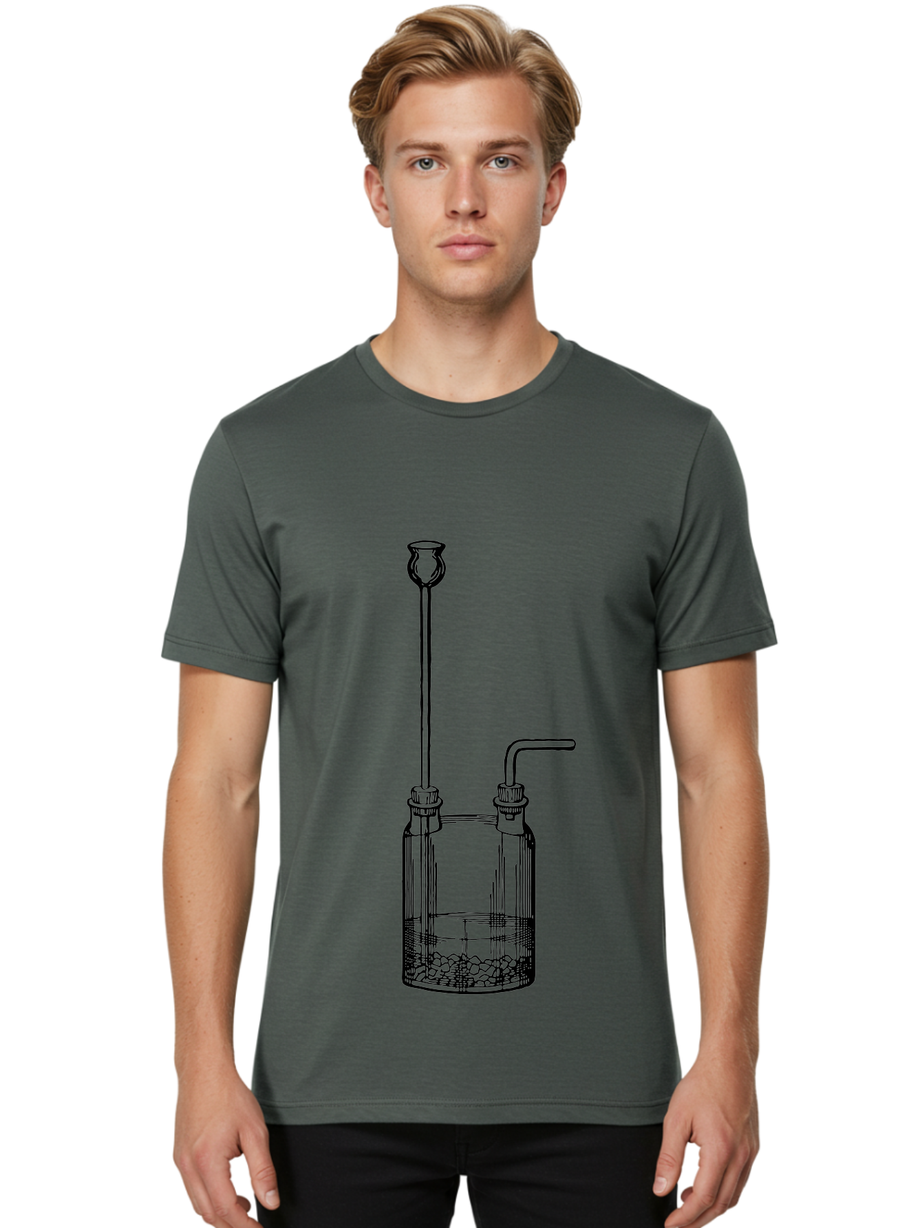 Wash-Bottle Men'S Graphic Tee, 100% Cotton, Comfortable Casual Summer Wear, Machine Washable, Laboratory Equipment, Glassware, Scientific Apparatus, Chemical Container, Woulfe Bottle, Laboratory Setup Aad661 4