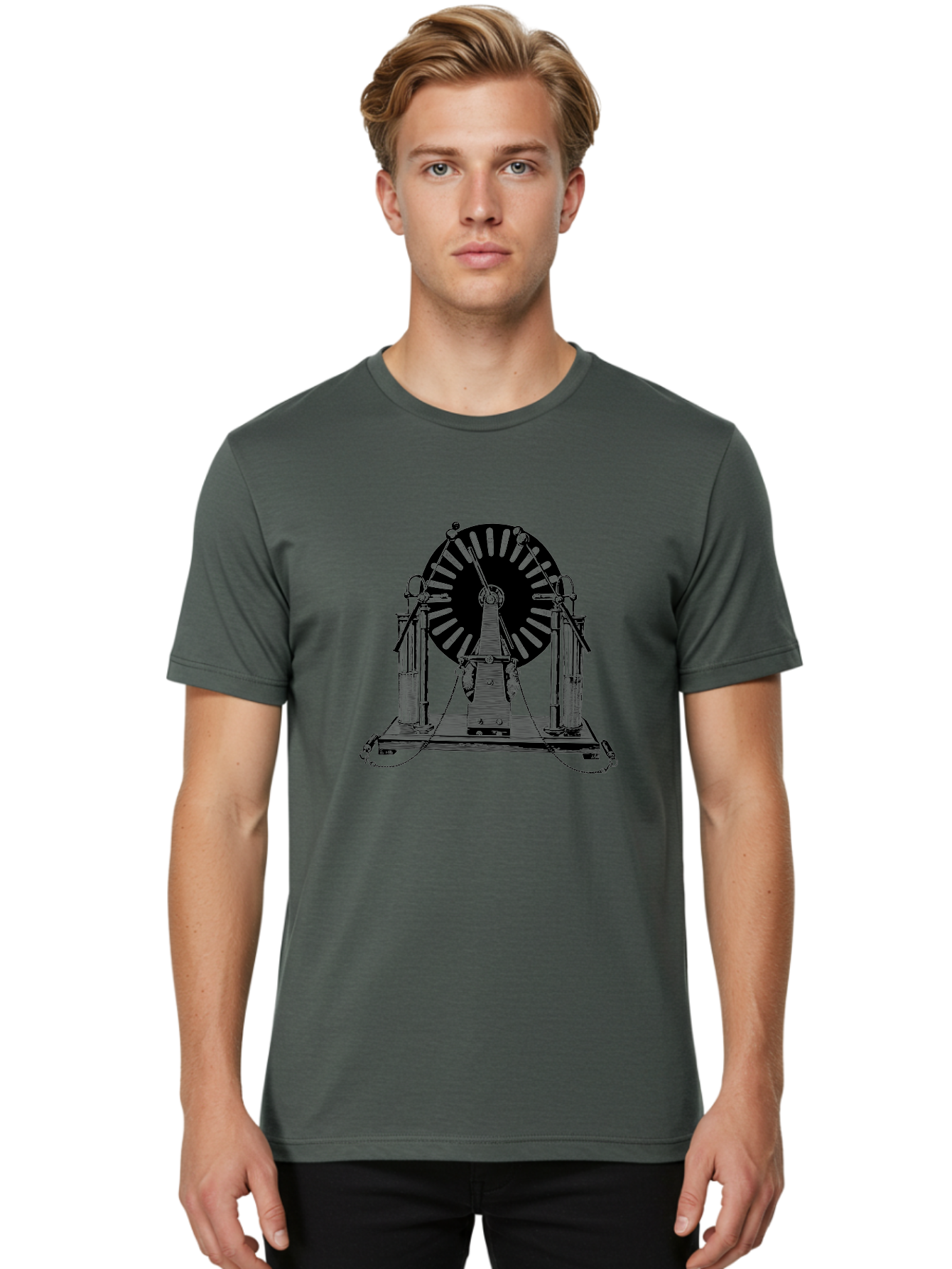 Wimshurst-Machine Men'S Graphic Tee, 100% Cotton, Comfortable Casual Summer Wear, Machine Washable, Electrostatic Generator, Wimshurst Machine, Scientific Equipment, Vintage Technology, Static Electricity, Experimental Device, Aad663 22