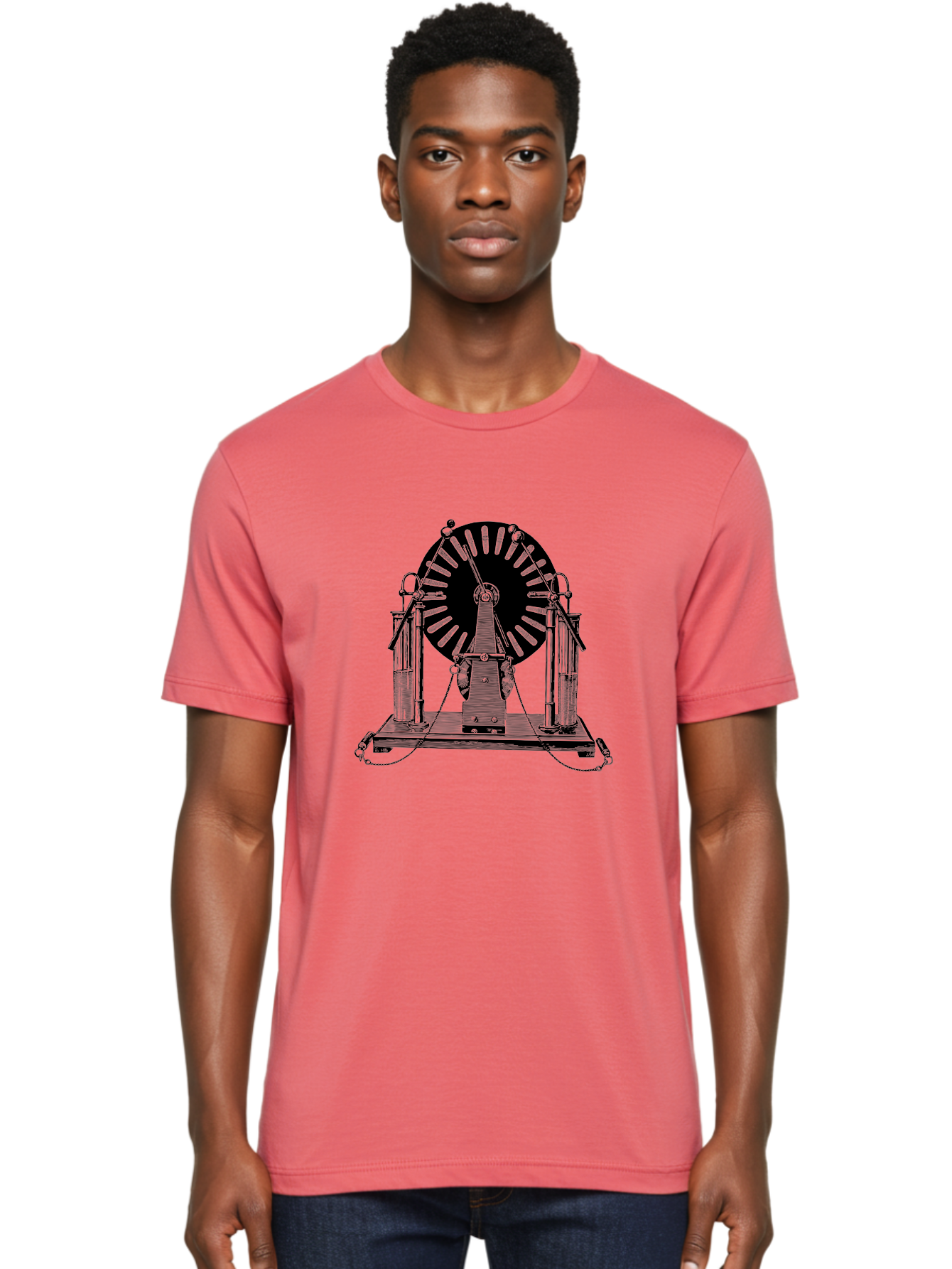 Wimshurst-Machine Men'S Graphic Tee, 100% Cotton, Comfortable Casual Summer Wear, Machine Washable, Electrostatic Generator, Wimshurst Machine, Scientific Equipment, Vintage Technology, Static Electricity, Experimental Device, Aad663 24