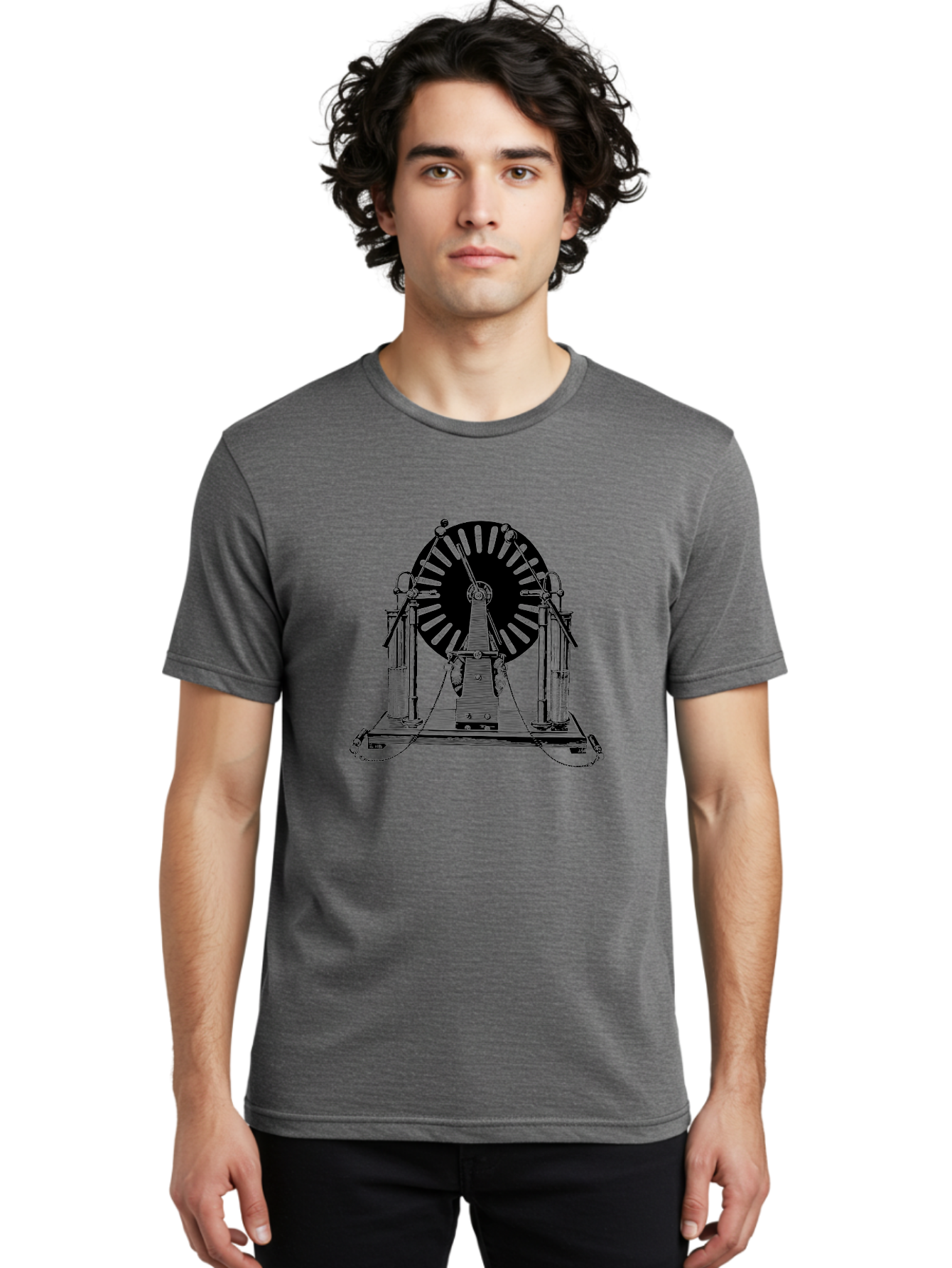 Wimshurst-Machine Men'S Graphic Tee, 100% Cotton, Comfortable Casual Summer Wear, Machine Washable, Electrostatic Generator, Wimshurst Machine, Scientific Equipment, Vintage Technology, Static Electricity, Experimental Device, Aad663 8
