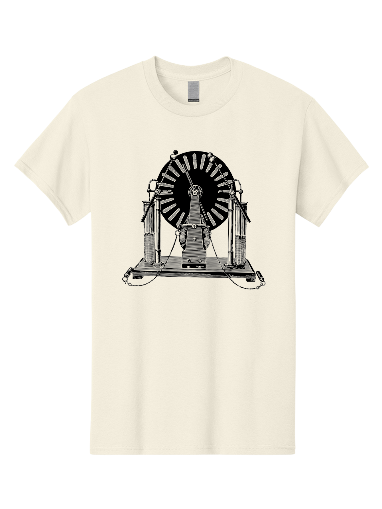 Wimshurst-Machine Men'S Graphic Tee, 100% Cotton, Comfortable Casual Summer Wear, Machine Washable, Electrostatic Generator, Wimshurst Machine, Scientific Equipment, Vintage Technology, Static Electricity, Experimental Device, Aad663 1