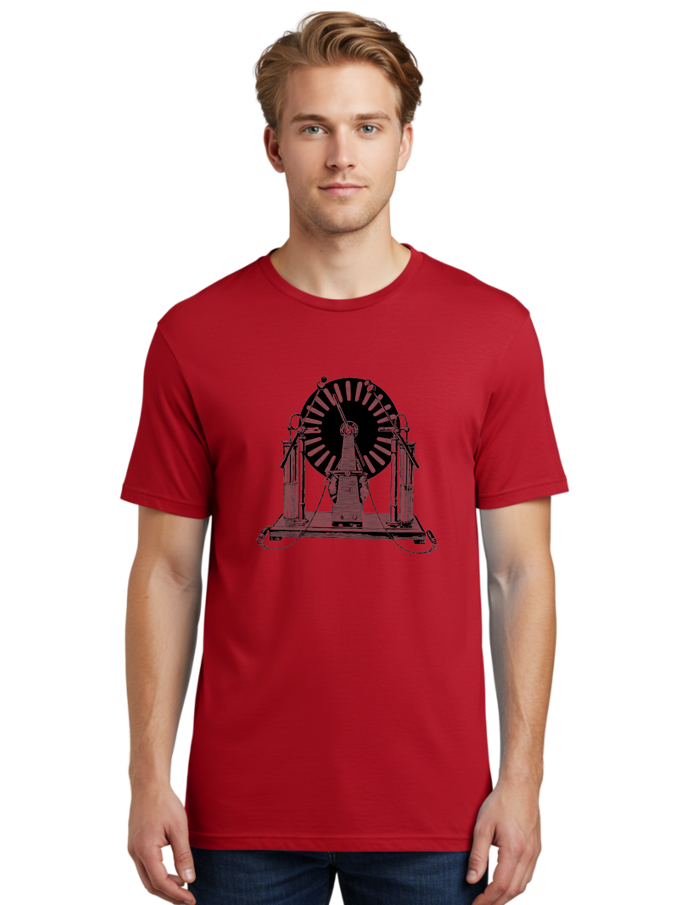Wimshurst-Machine Men'S Graphic Tee, 100% Cotton, Comfortable Casual Summer Wear, Machine Washable, Electrostatic Generator, Wimshurst Machine, Scientific Equipment, Vintage Technology, Static Electricity, Experimental Device, Aad663 14