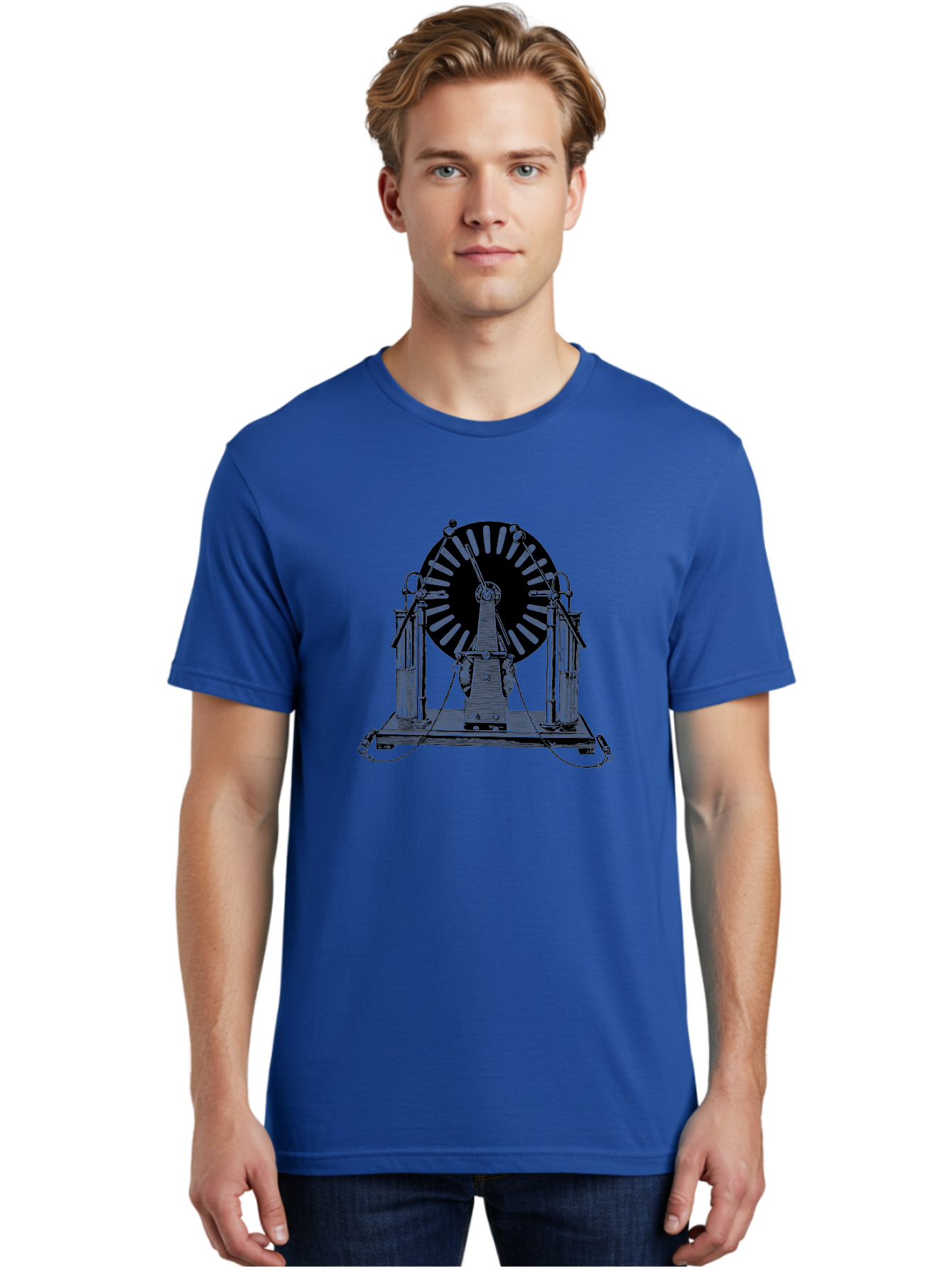 Wimshurst-Machine Men'S Graphic Tee, 100% Cotton, Comfortable Casual Summer Wear, Machine Washable, Electrostatic Generator, Wimshurst Machine, Scientific Equipment, Vintage Technology, Static Electricity, Experimental Device, Aad663 30