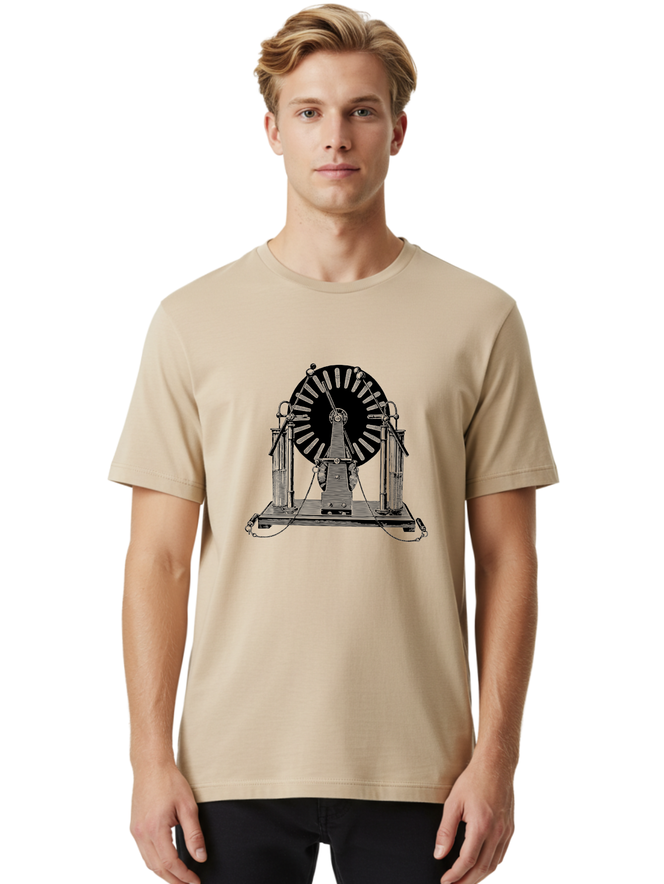 Wimshurst-Machine Men'S Graphic Tee, 100% Cotton, Comfortable Casual Summer Wear, Machine Washable, Electrostatic Generator, Wimshurst Machine, Scientific Equipment, Vintage Technology, Static Electricity, Experimental Device, Aad663 12