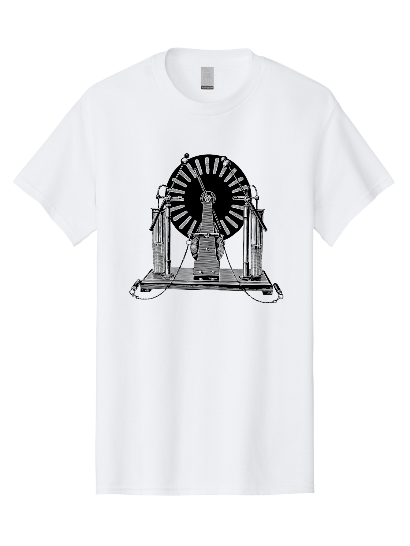 Wimshurst-Machine Men'S Graphic Tee, 100% Cotton, Comfortable Casual Summer Wear, Machine Washable, Electrostatic Generator, Wimshurst Machine, Scientific Equipment, Vintage Technology, Static Electricity, Experimental Device, Aad663 3